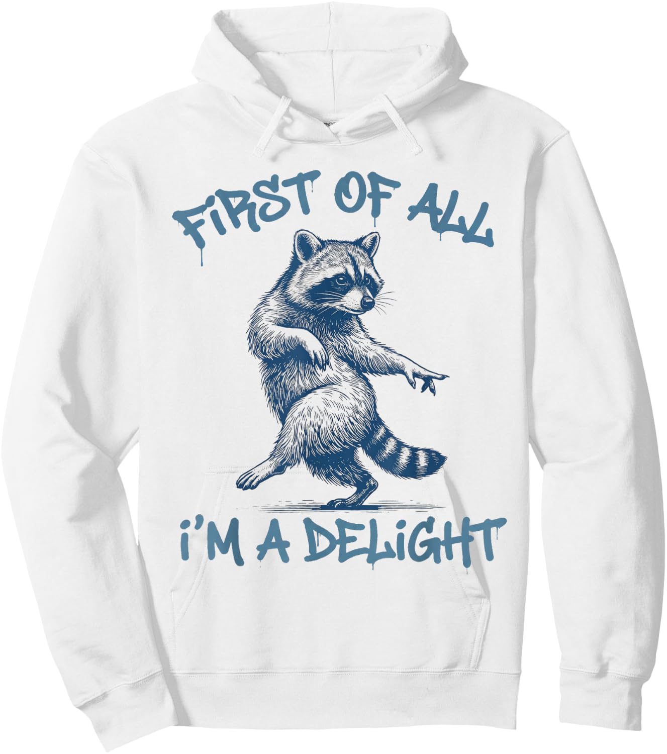 First of All Im A Delight Funny Raccoon Sarcastic Men Women Hoodie - Hoodie | White
