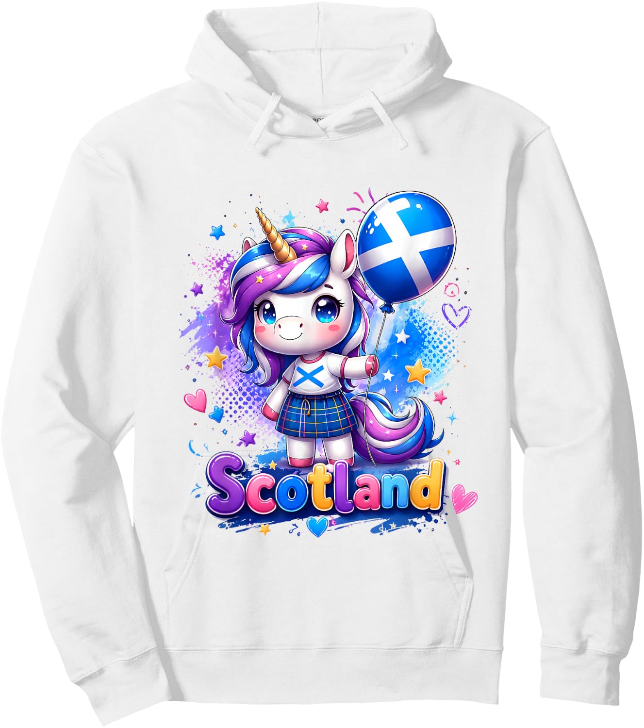 Cute Scotland Unicorn Shirt Scottish Flag Kawaii Hoodie - Hoodie | White