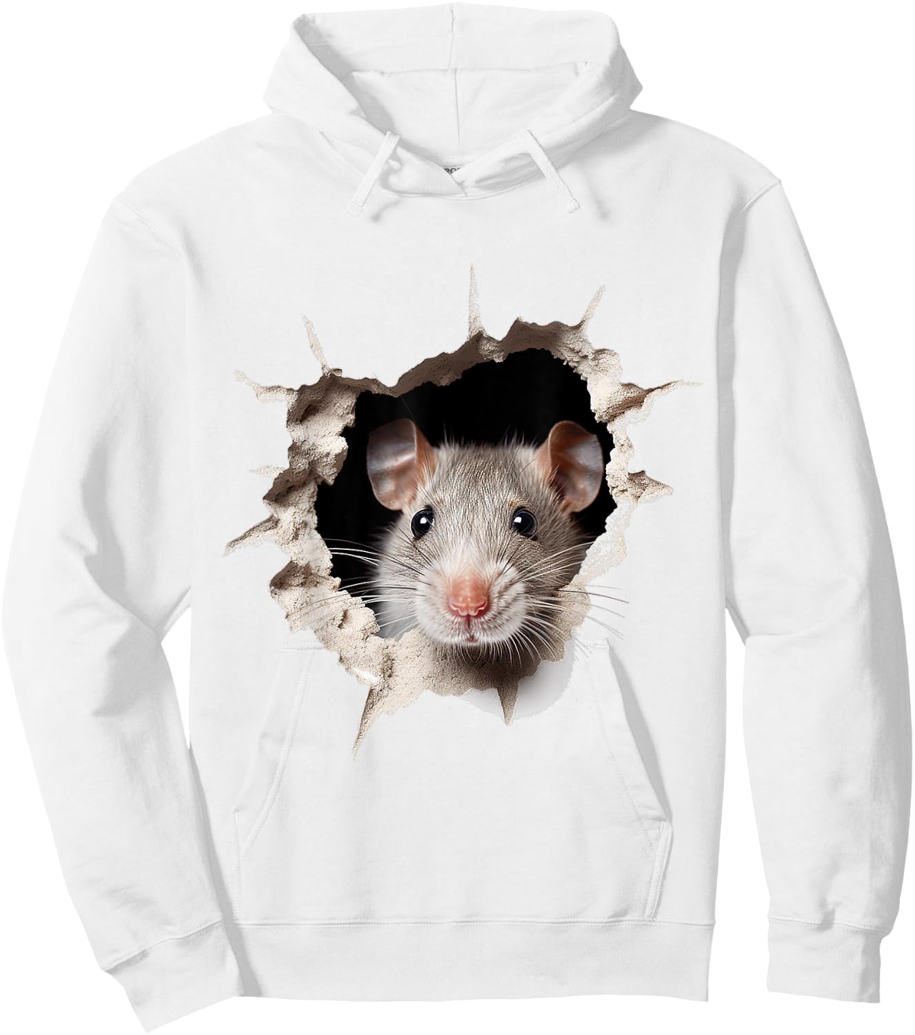 Mouse Animal Print Graphic Drawing Illustration Face Mouse , white, S Hoodie - Hoodie | White