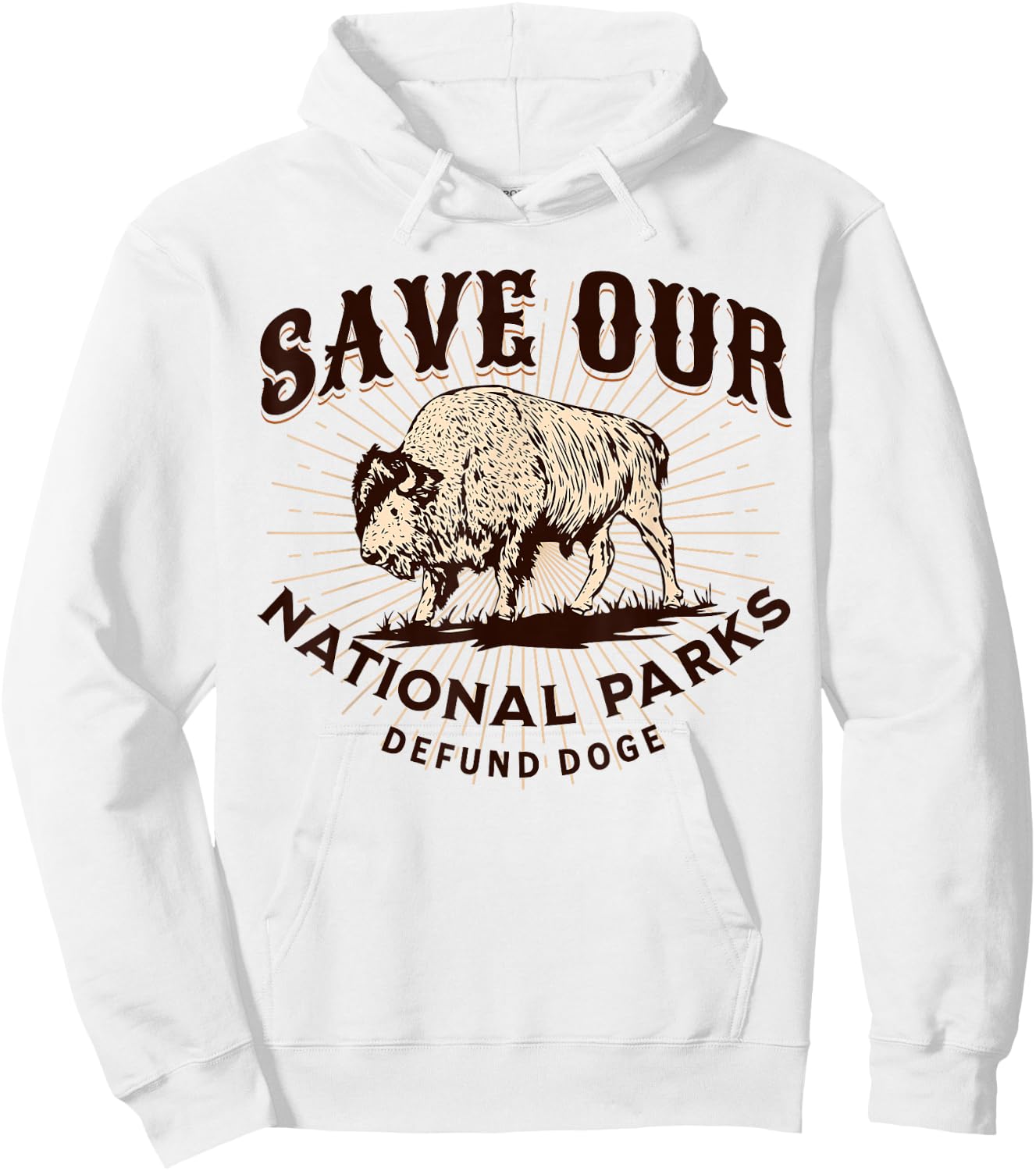 Save Our National Parks Defund DOGE Resist Bison ALT US Hoodie - Hoodie | White