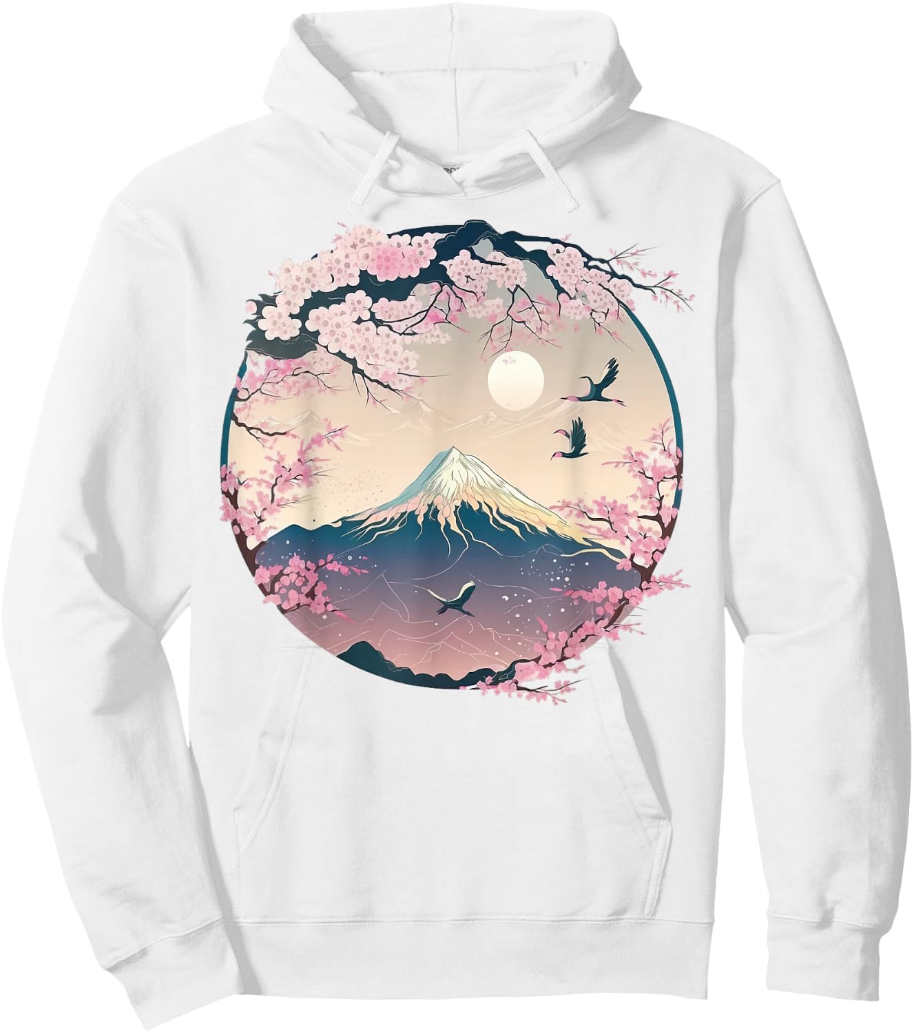 Japanese Sakura Garden Geisha Mount Fuji Cherry Blossom Hoodie - Hoodie | White