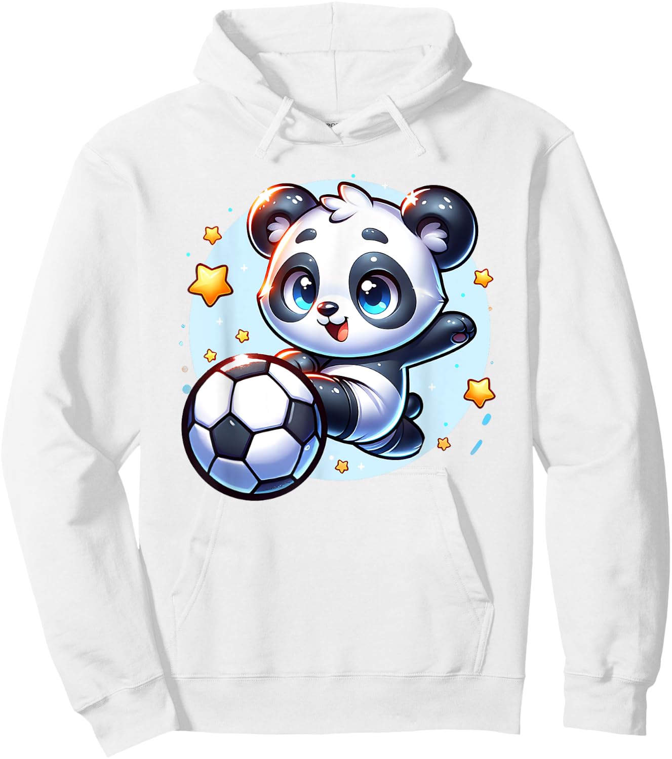 Panda Soccer Player Kicking Soccer Ball Cute Girls Graphic Hoodie - Hoodie | White