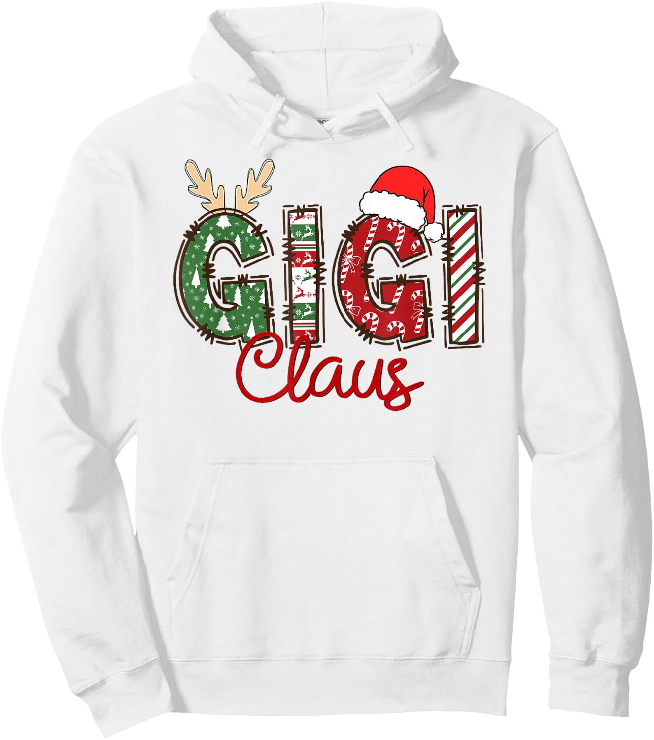 Gigi Claus Christmas Reindeer Pajama Family Matching Hoodie - Hoodie | White