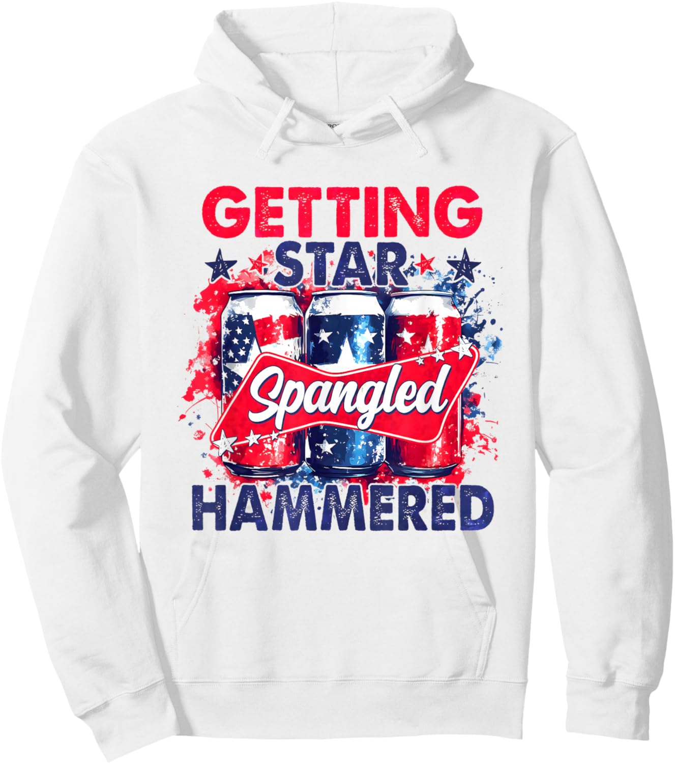Getting Star Spangled Hammered Striped America 4th of July Hoodie - Hoodie | White