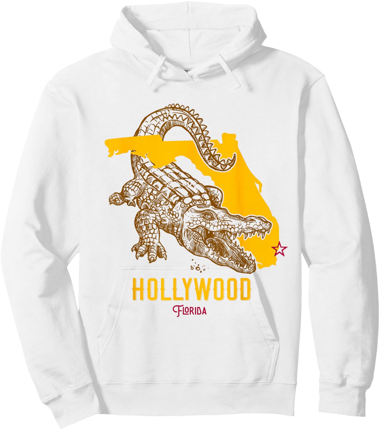 Hollywood Florida FL Aligator Vacation Surf Sunset Hoodie - Hoodie | White