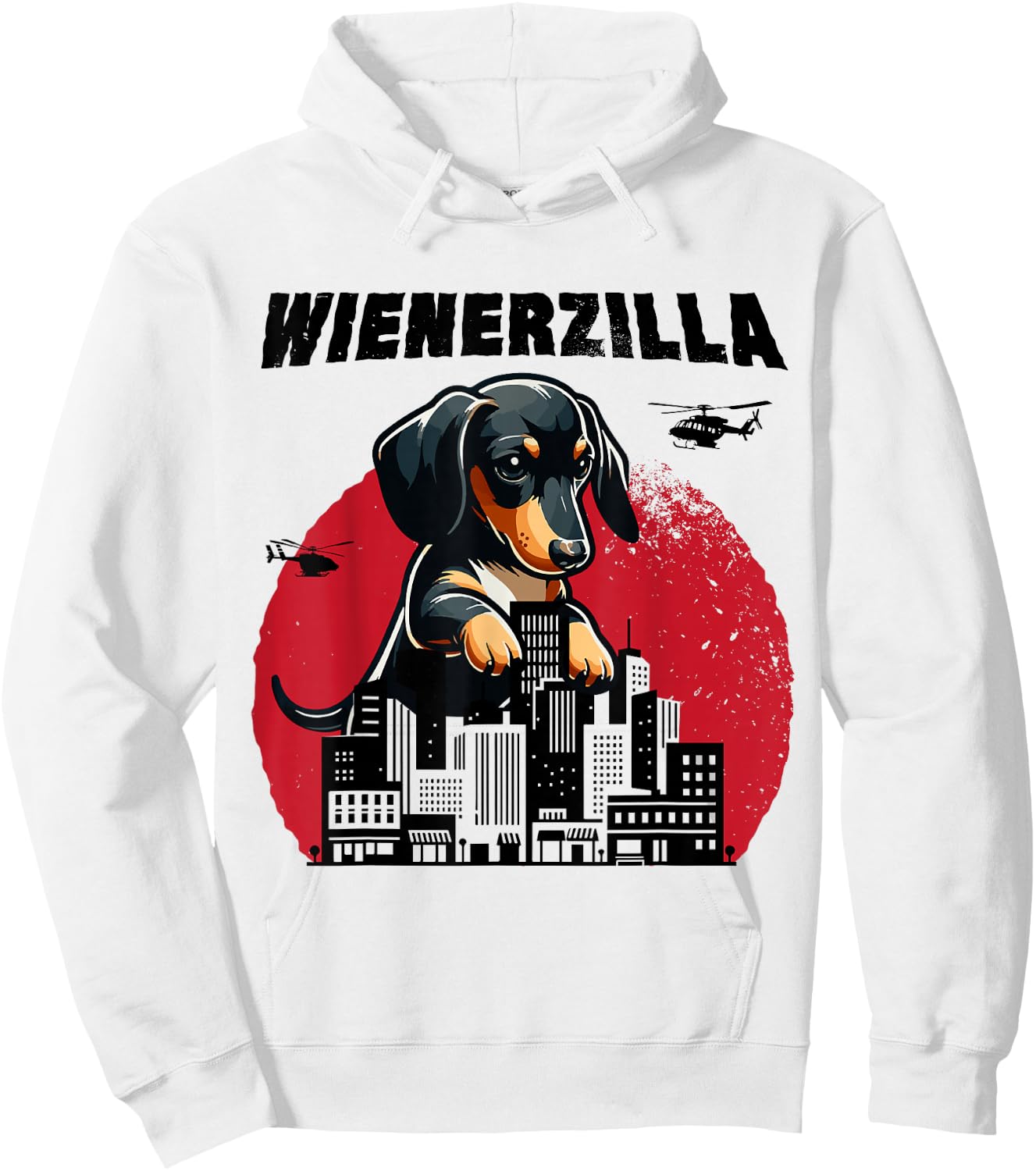 Wienerzilla Funny Giant Dachshund Cute Wiener Dog in City Hoodie - Hoodie | White