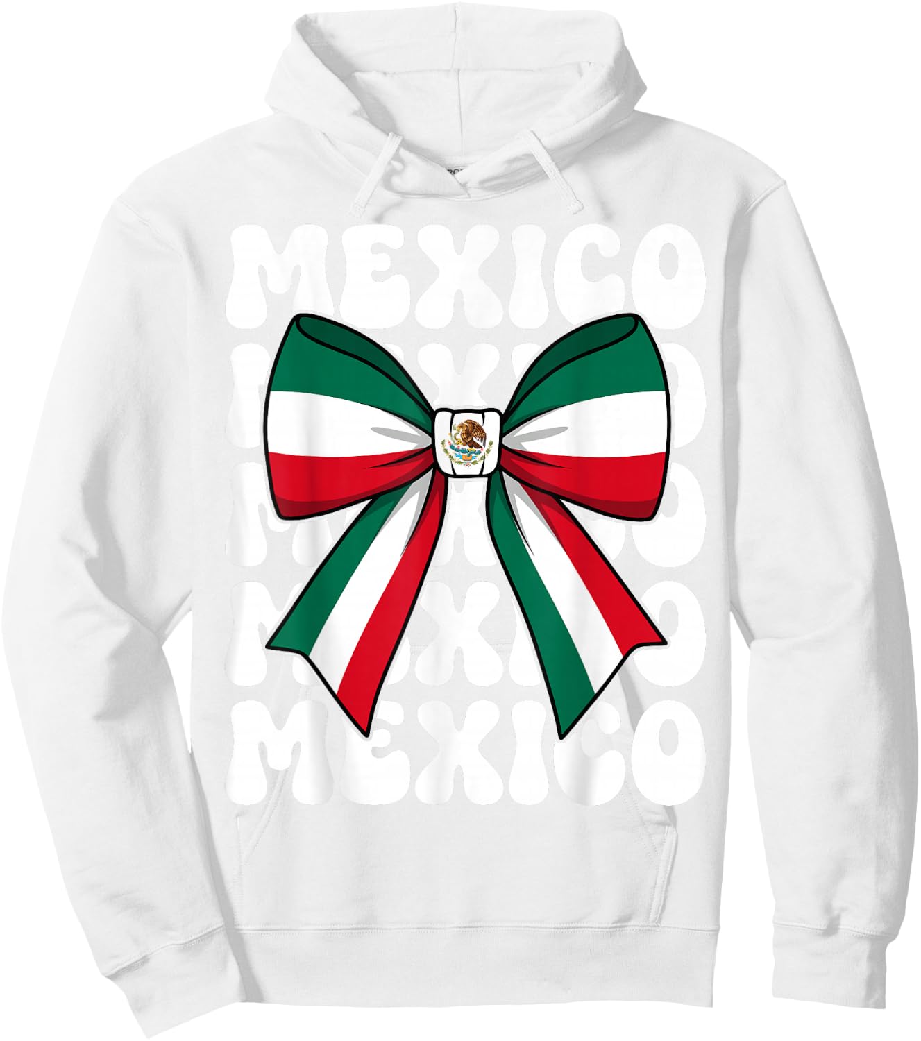 Mexico Coquette Bow Mexico Flag Cute Retro Mexican Girl Hoodie - Hoodie | White