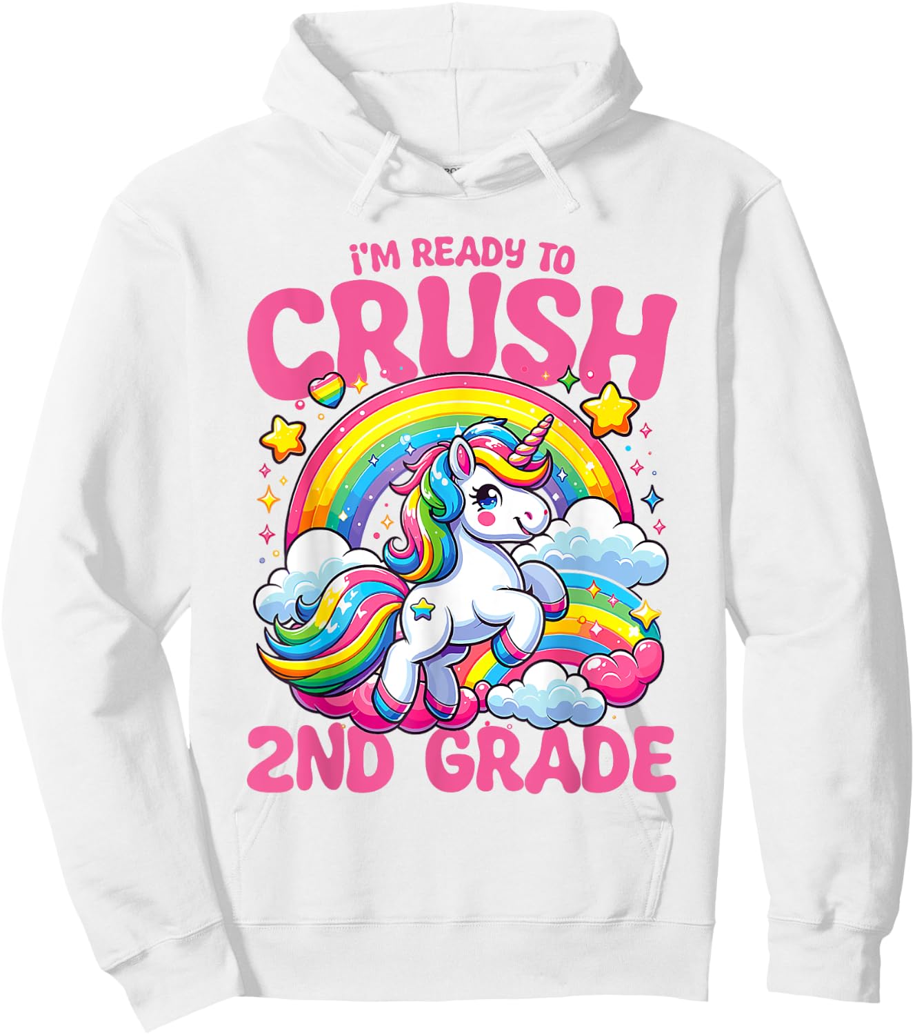 Crush 2nd Grade Unicorn Girls Teacher Back to School Hoodie - Hoodie | White