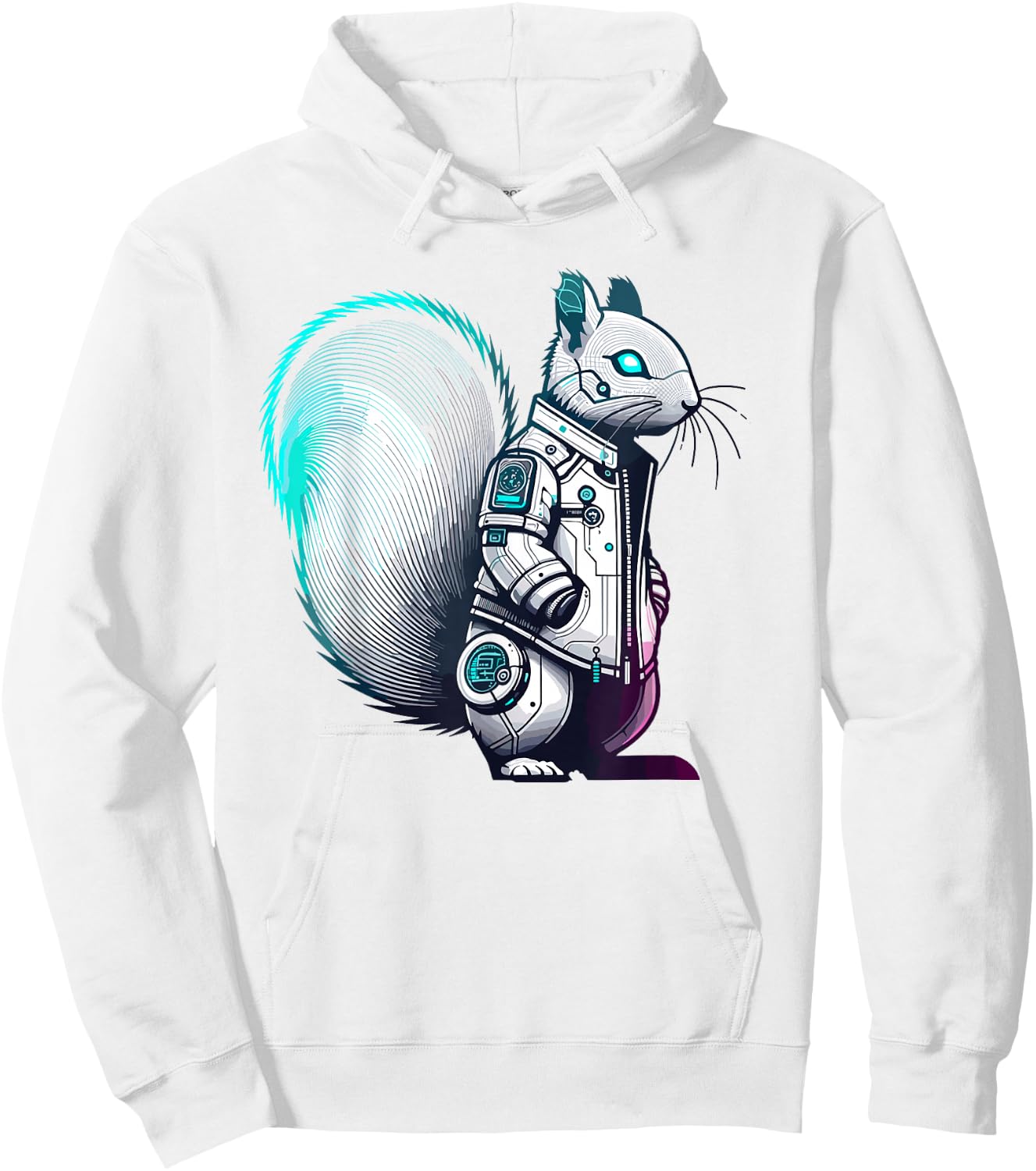 Synthwave Cyberpunk Squirrel Lover Stuff Futuristic Squirrel Hoodie - Hoodie | White