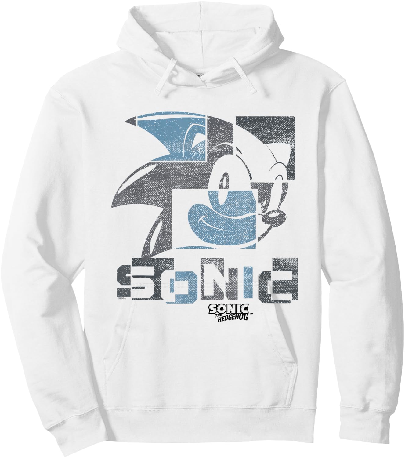Sonic The Hedgehog Sonic Face Distressed Panels Hoodie - Hoodie | White