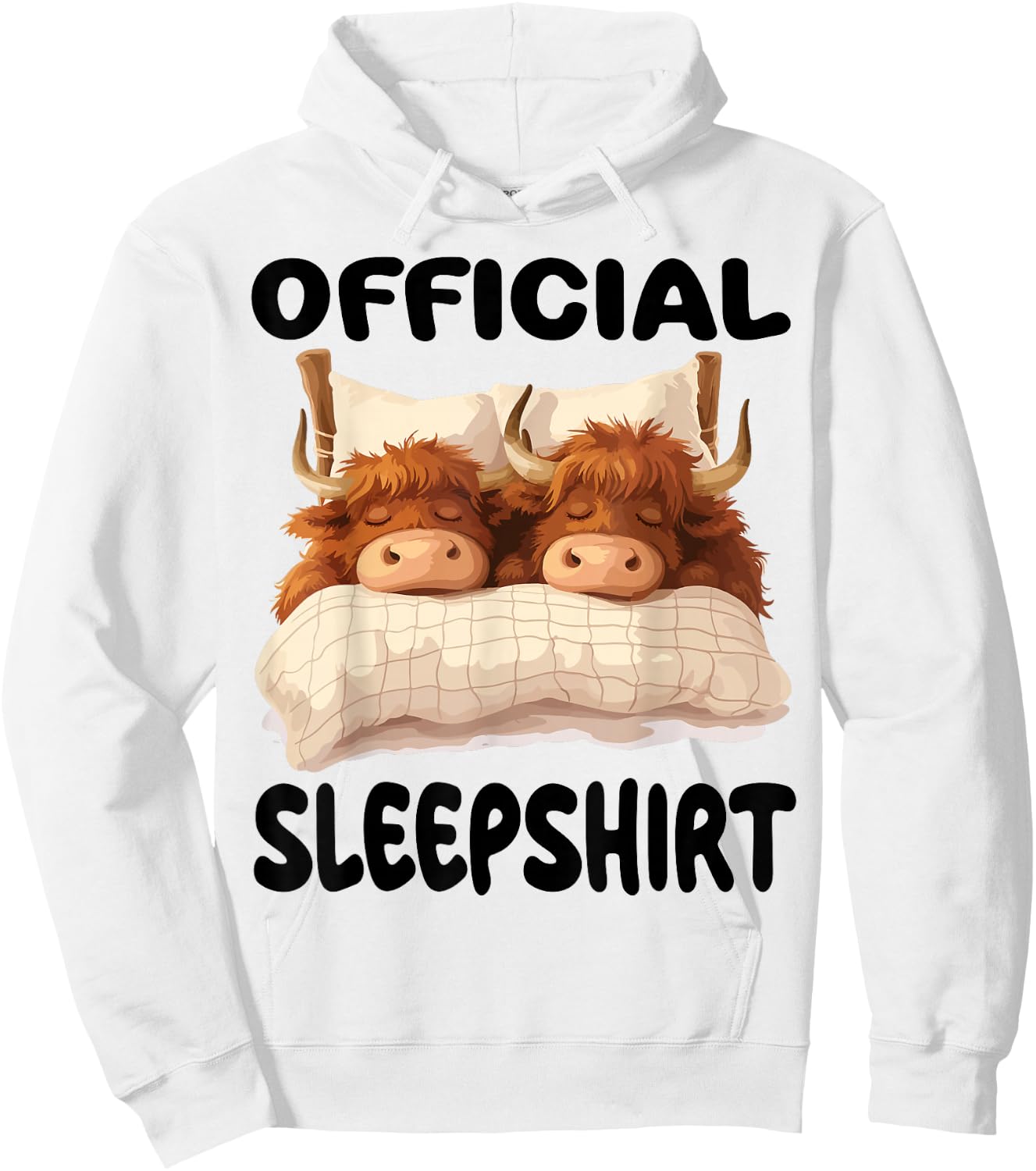 Scottish Highland Cow Official Sleepshirt Pajamas Nightgown Hoodie - Hoodie | White
