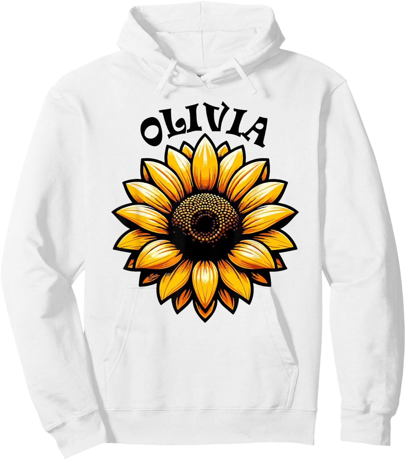 Olivia Beautiful Sunflower Design for Girls Name Olivia Hoodie - Hoodie | White