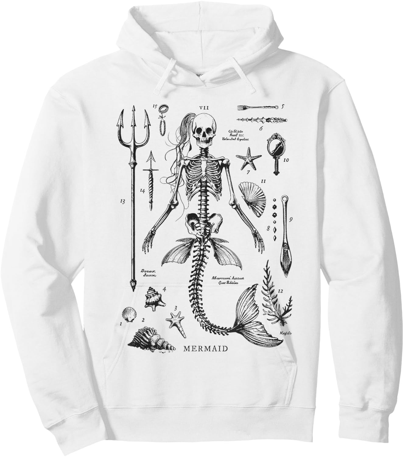 Mermaid Skeleton Hoodie - Hoodie | White