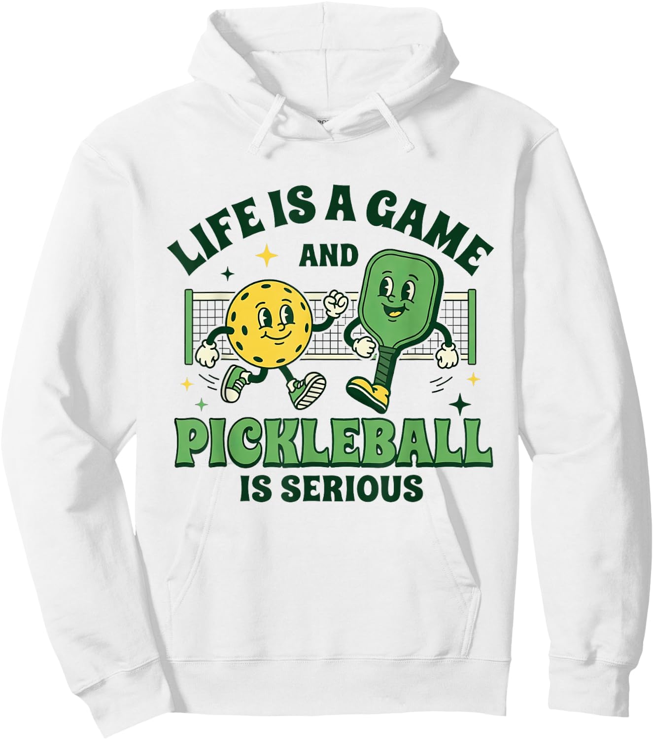 Life is A Game Pickleball is Serious Funny Pickleball Paddle Hoodie - Hoodie | White