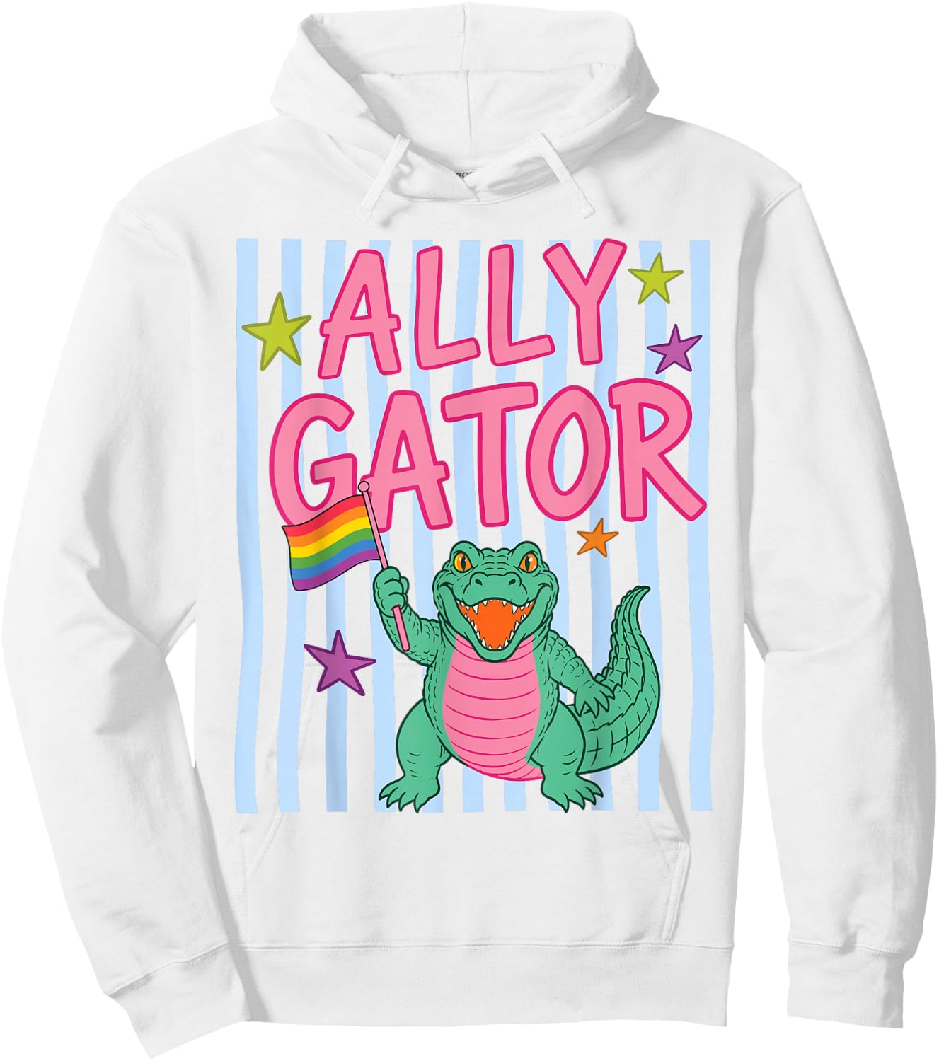 Ally Gator Rainbow Pride Alligator LGBTQ Equality Men Women Hoodie - Hoodie | White