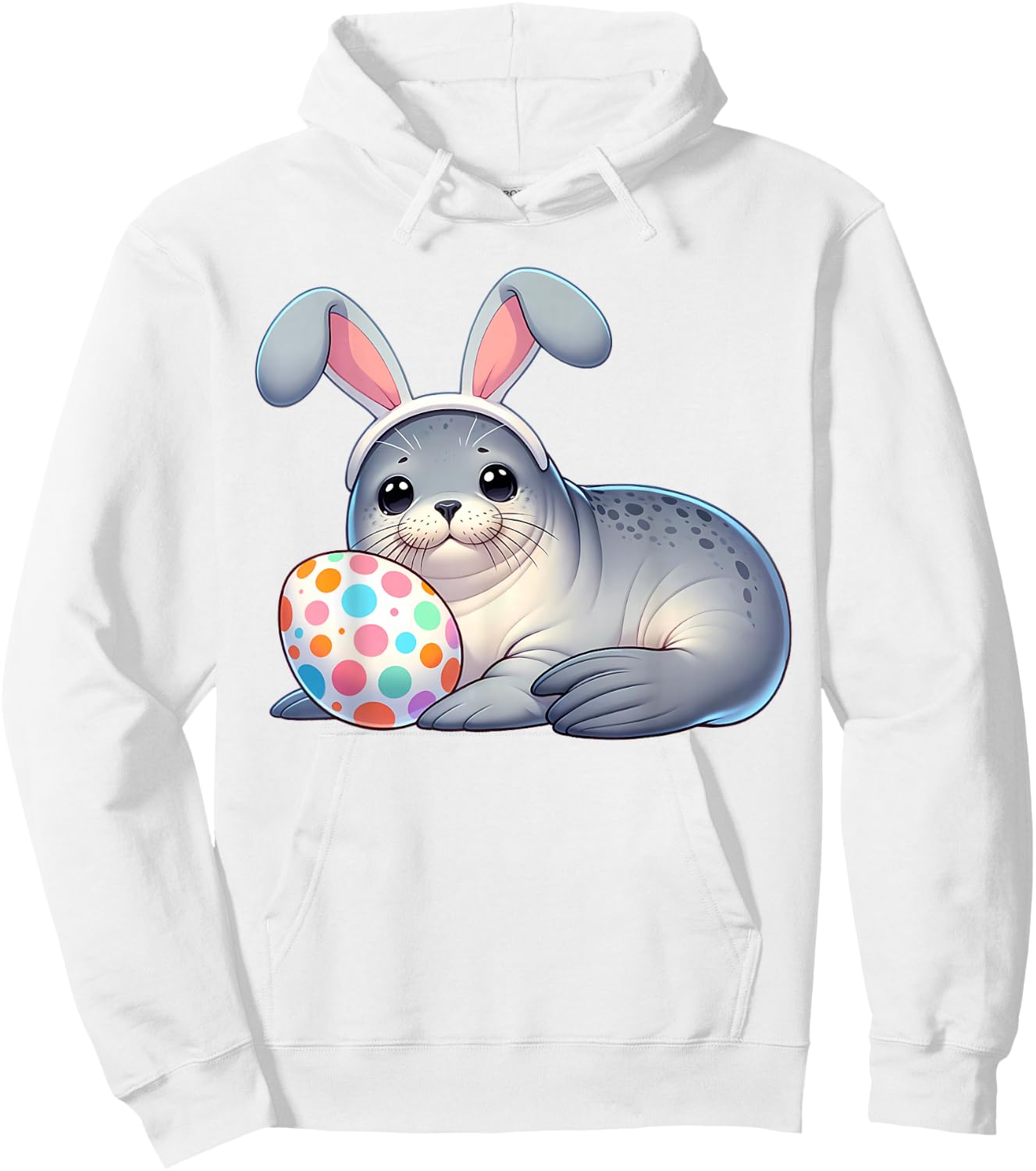 Funny Easter Seal Lovers Egg Eggs Bunny Rabbit Bunnies Hoodie - Hoodie | White