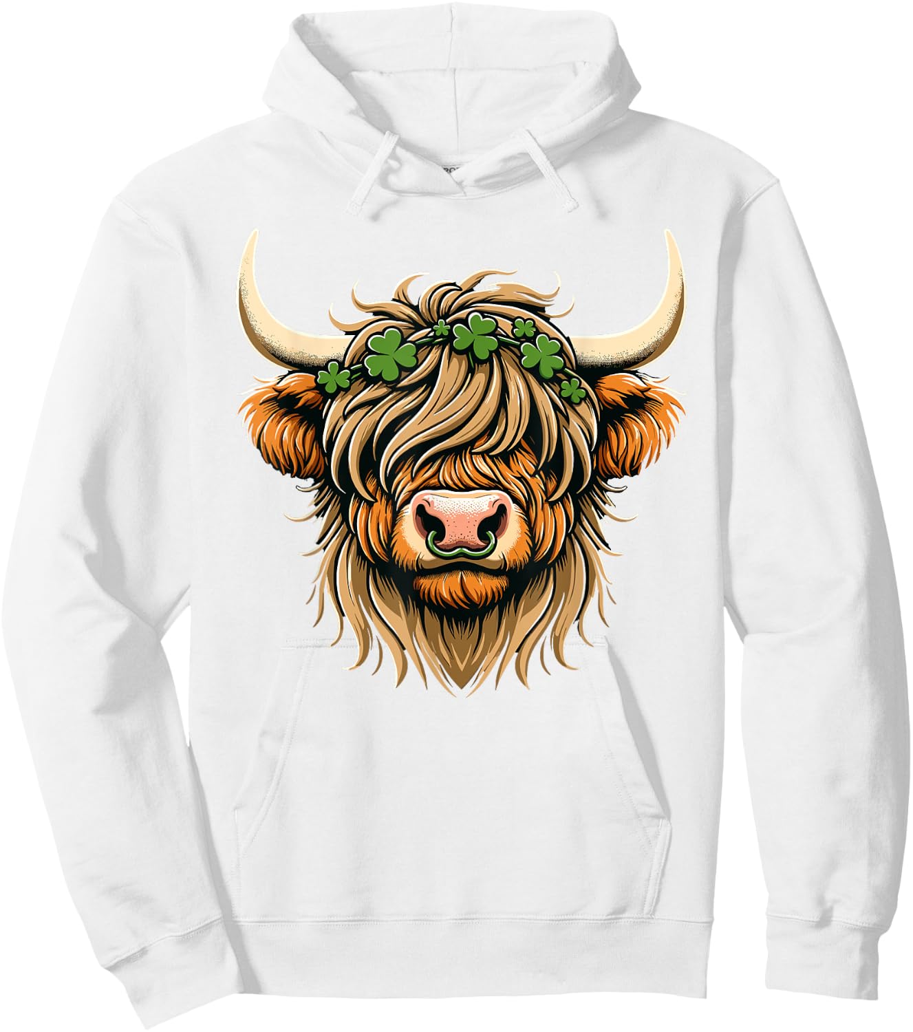 St Patricks Day Highland Cow Saint Paddys Men Women Kids Hoodie - Hoodie | White