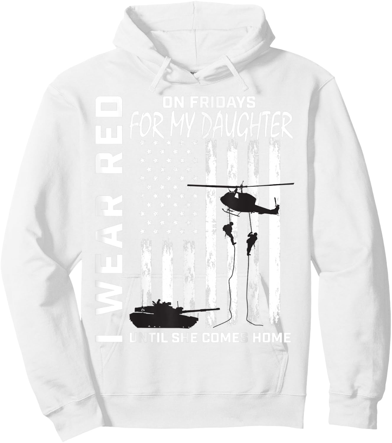 Deployed Daughter Red Friday Military Parents Gifts USA Flag Men Hoodie - Hoodie | White