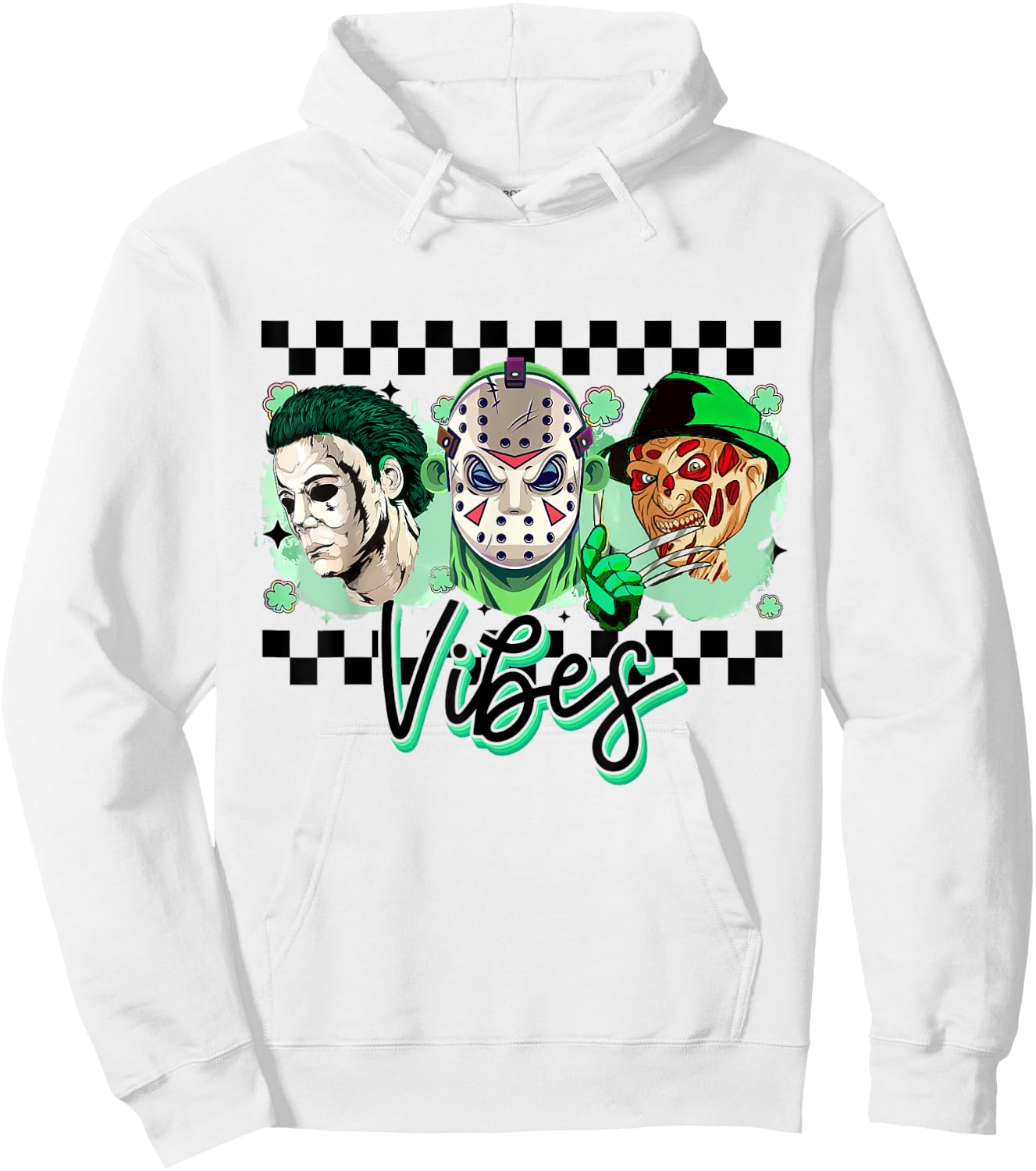 Horror St Patricks Day, Lucky Vibes, Horror Movie Hoodie - Hoodie | White