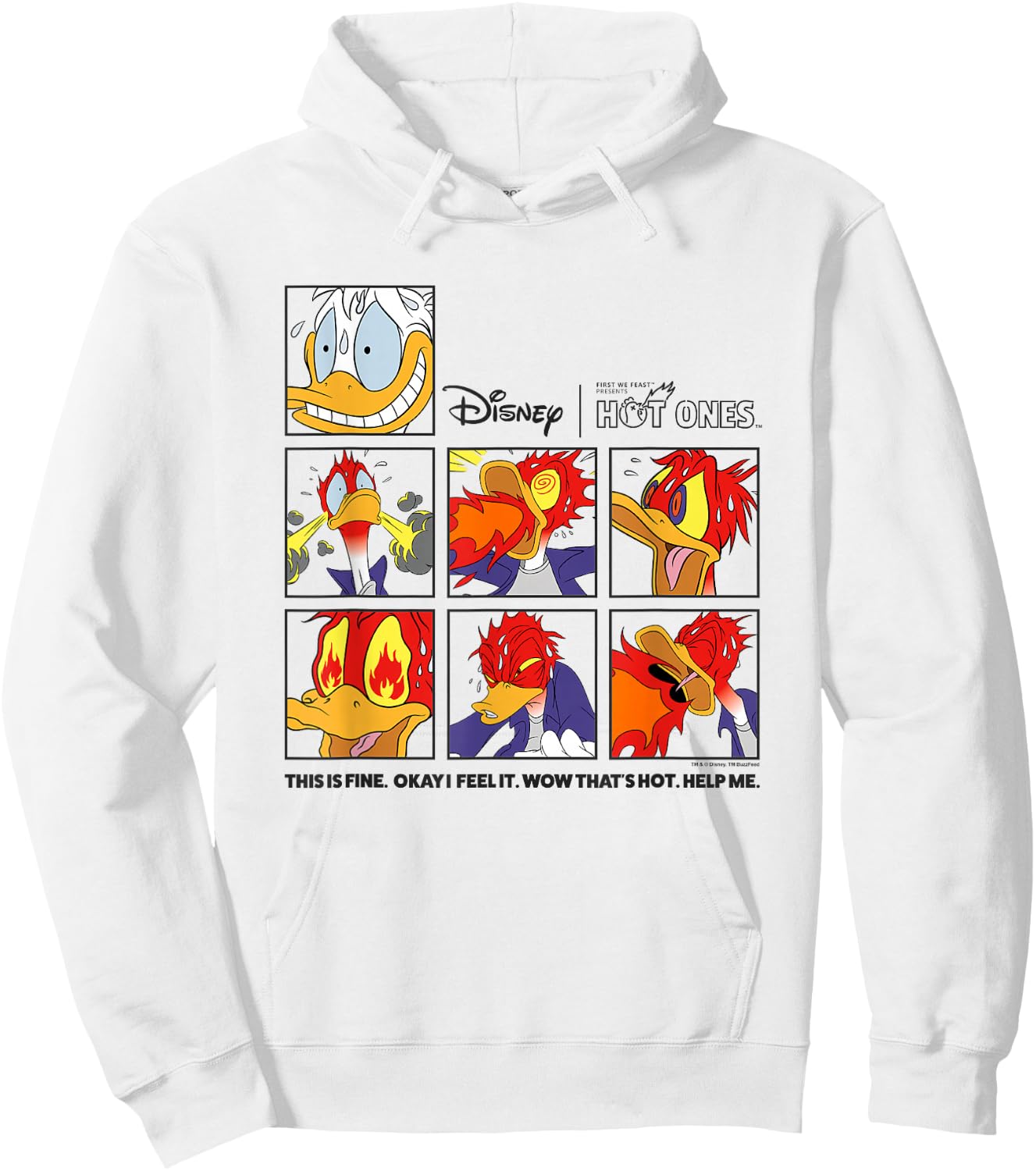 Disney Hot Ones Donald Duck This Is Fine - Help Me Panels Hoodie - Hoodie | White