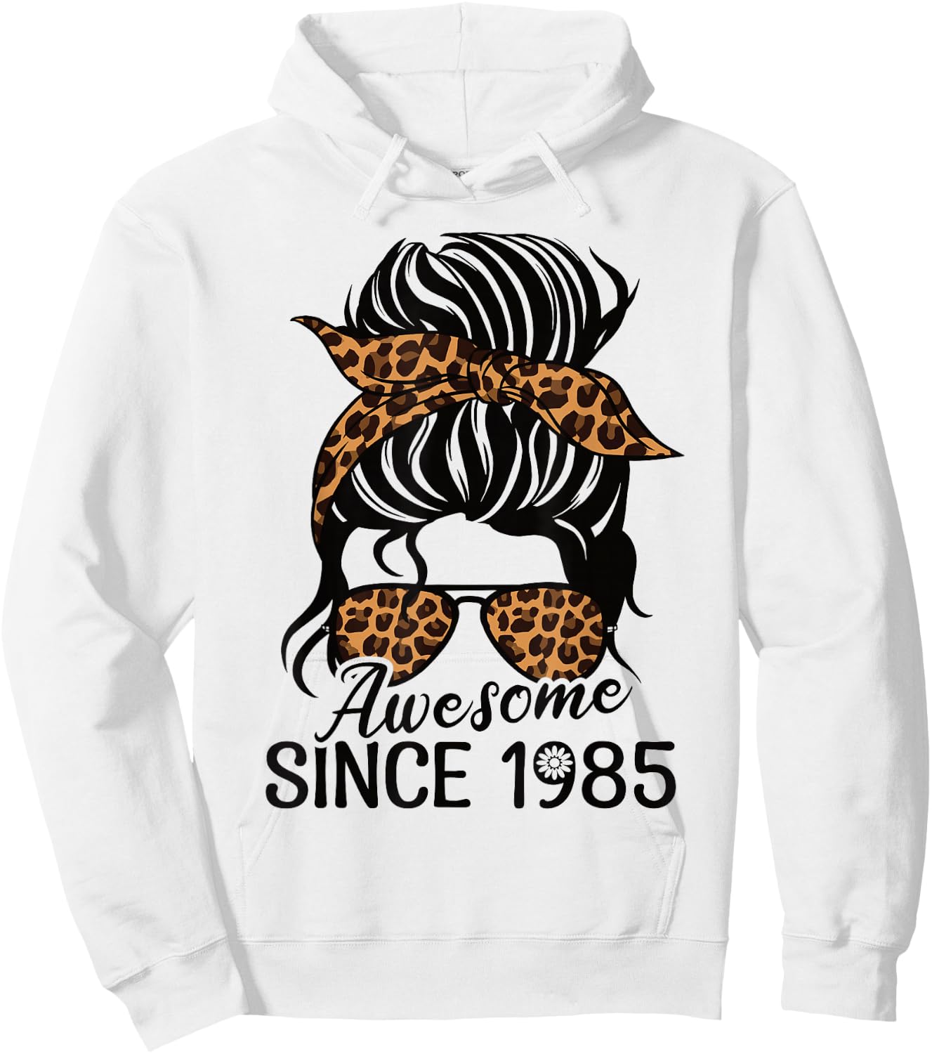 Awesome Since 1985 Woman and Girl Leopard Born 1985 Hoodie - Hoodie | White