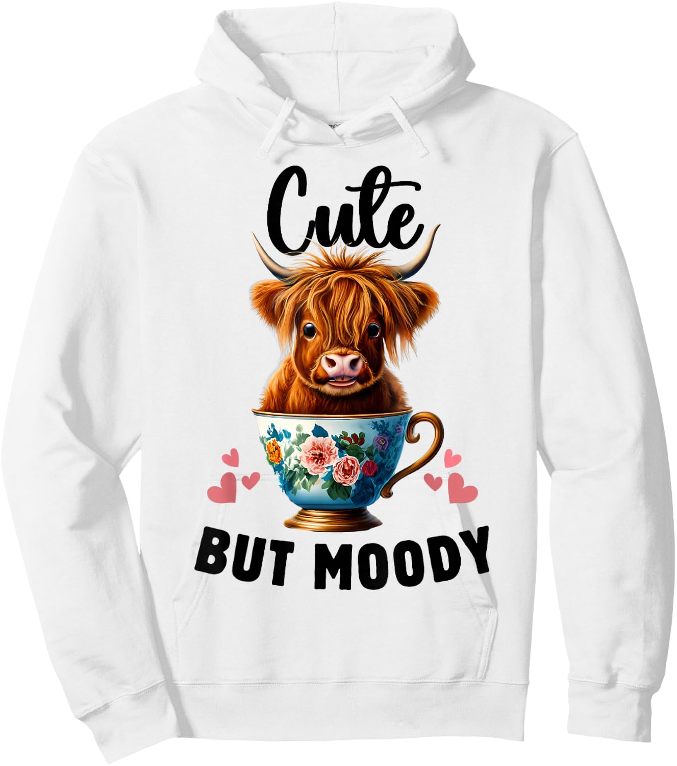 Cow miniature Highland Cow Cute But Moody Baby Cow for Girls Hoodie - Hoodie | White