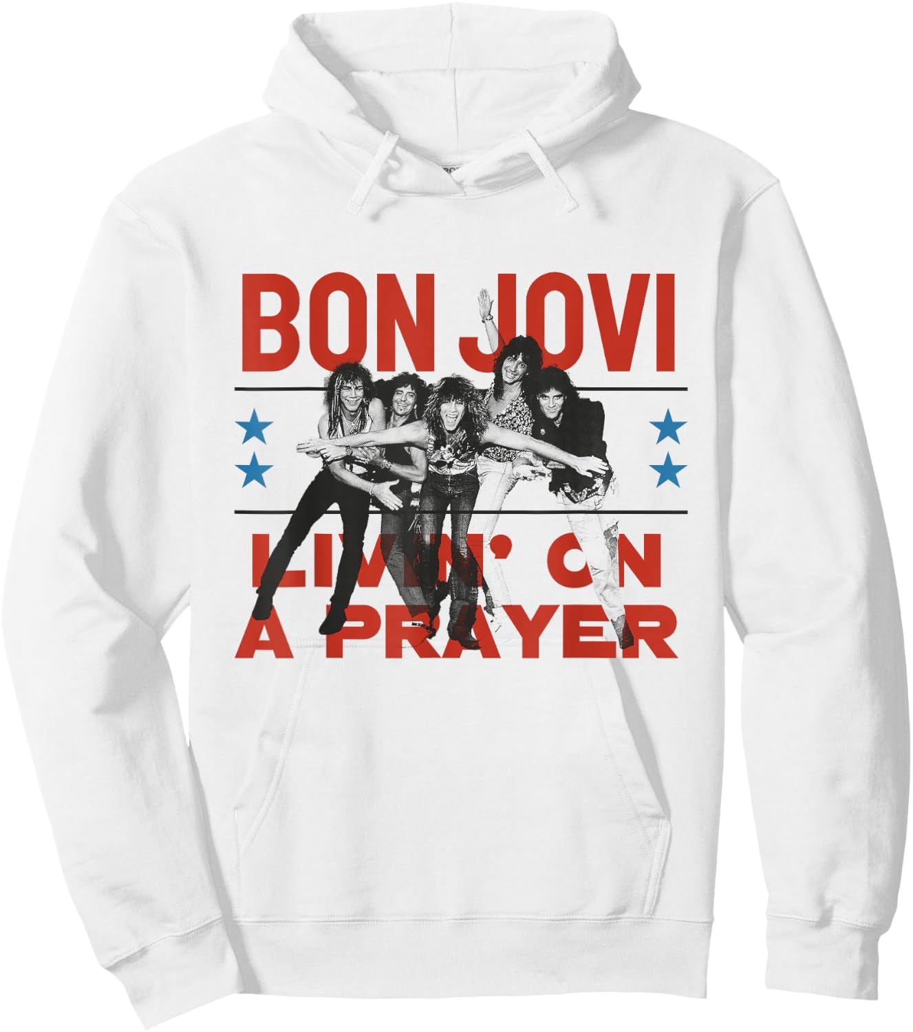 Official Bon Jovi Livin' On A Prayer , White Hoodie - Hoodie | White