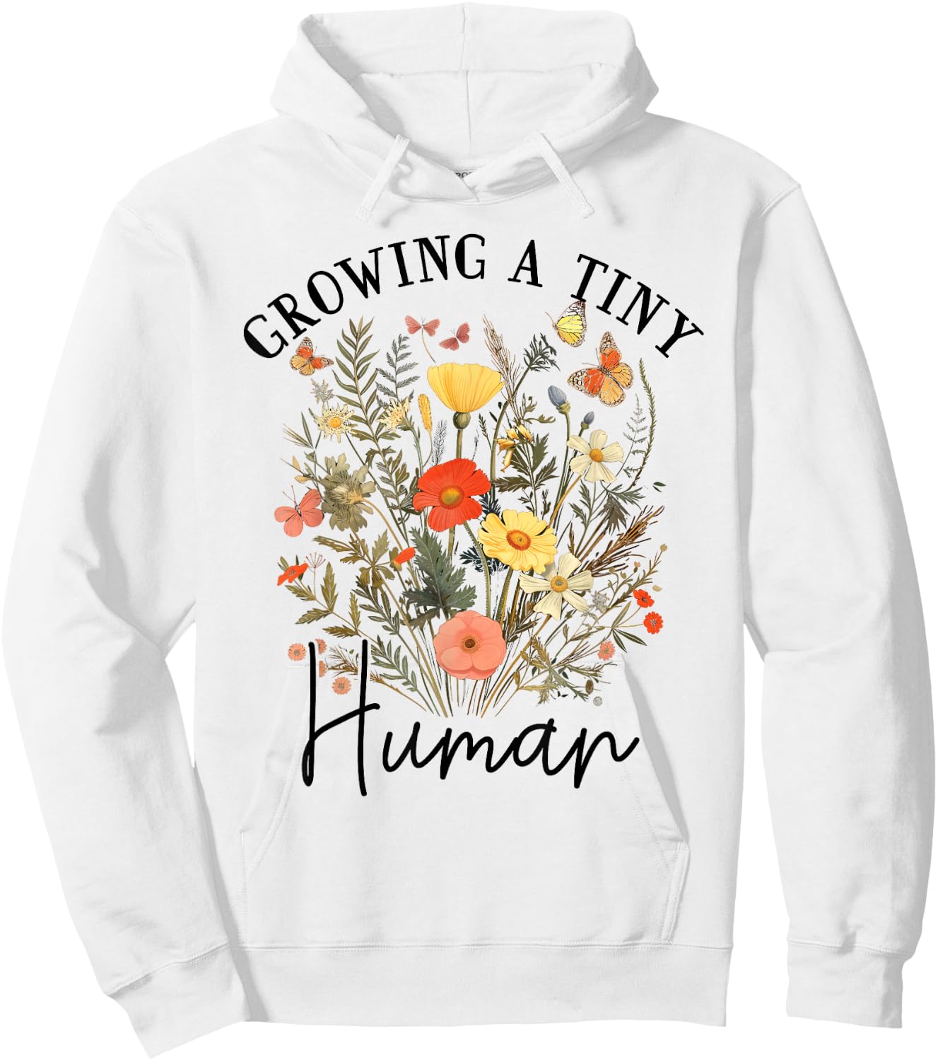 Growing a Tiny Human Expecting Mom To Be Pregnancy Hoodie - Hoodie | White