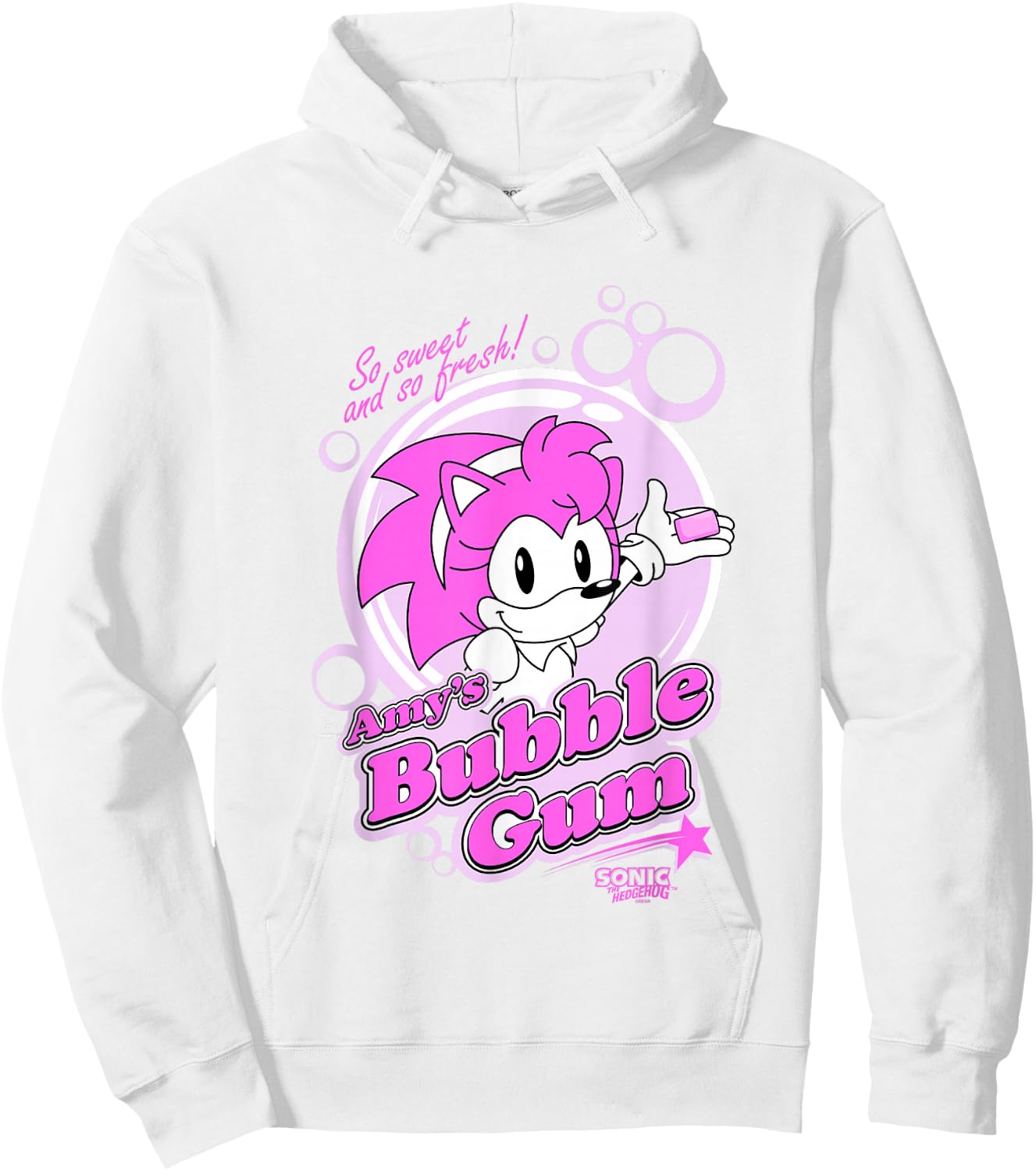 Sonic The Hedgehog Amy's Bubble Gum Sweet and Fresh Retro Hoodie - Hoodie | White