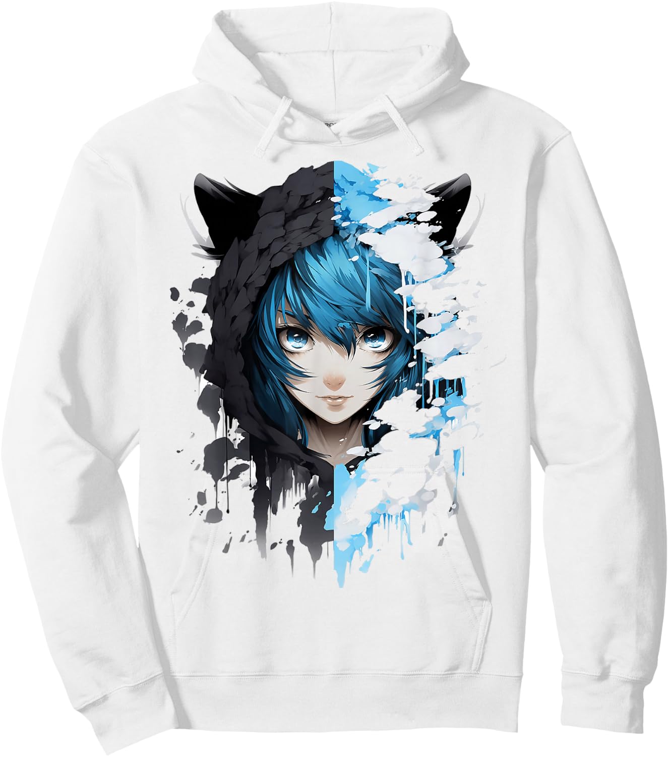 Anime Manga Abstract Japan Women Art Painting Anime , white, S Hoodie - Hoodie | White
