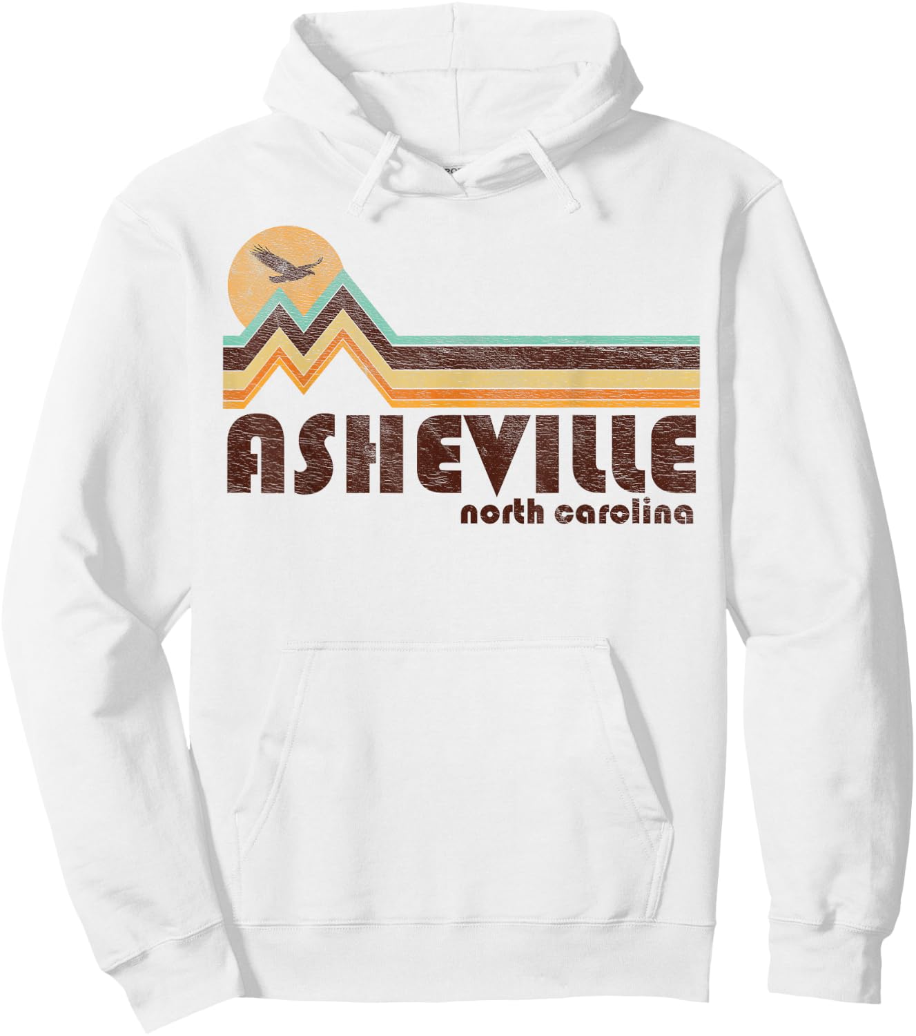 Asheville North Carolina NC - 70s 80s Retro Style Vintage Hoodie - Hoodie | White