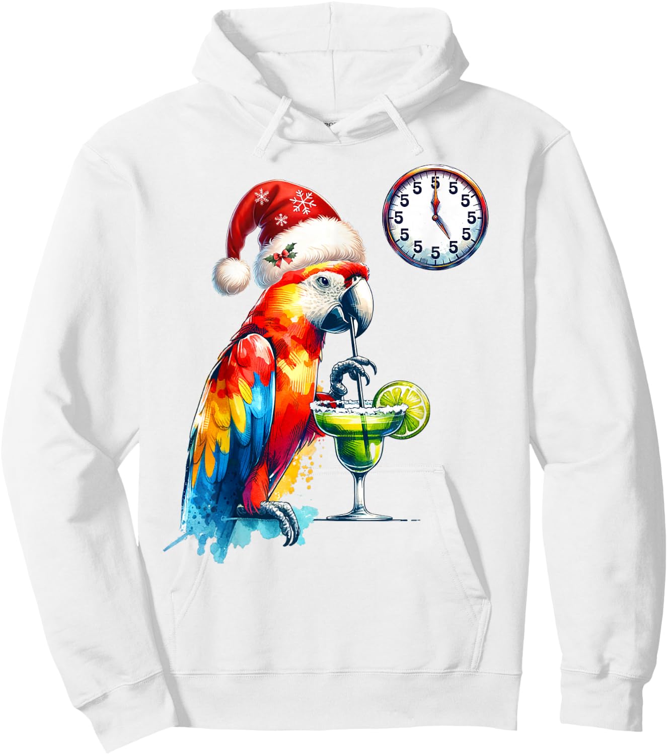 Always 5 Oclock Parrot Drinking Margarita Christmas Hoodie - Hoodie | White