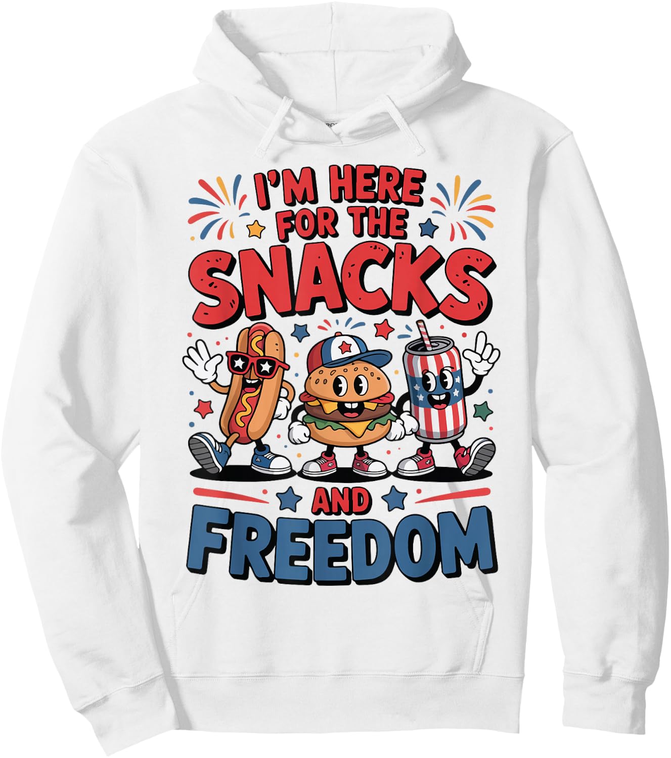Im Here For Snacks Freedom Hotdog 4th July Funny Toddler Boy Hoodie - Hoodie | White