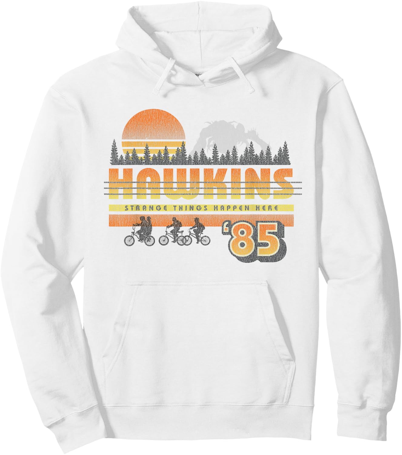 Stranger Things Hawkins Retro 85 , white, S Hoodie - Hoodie | White