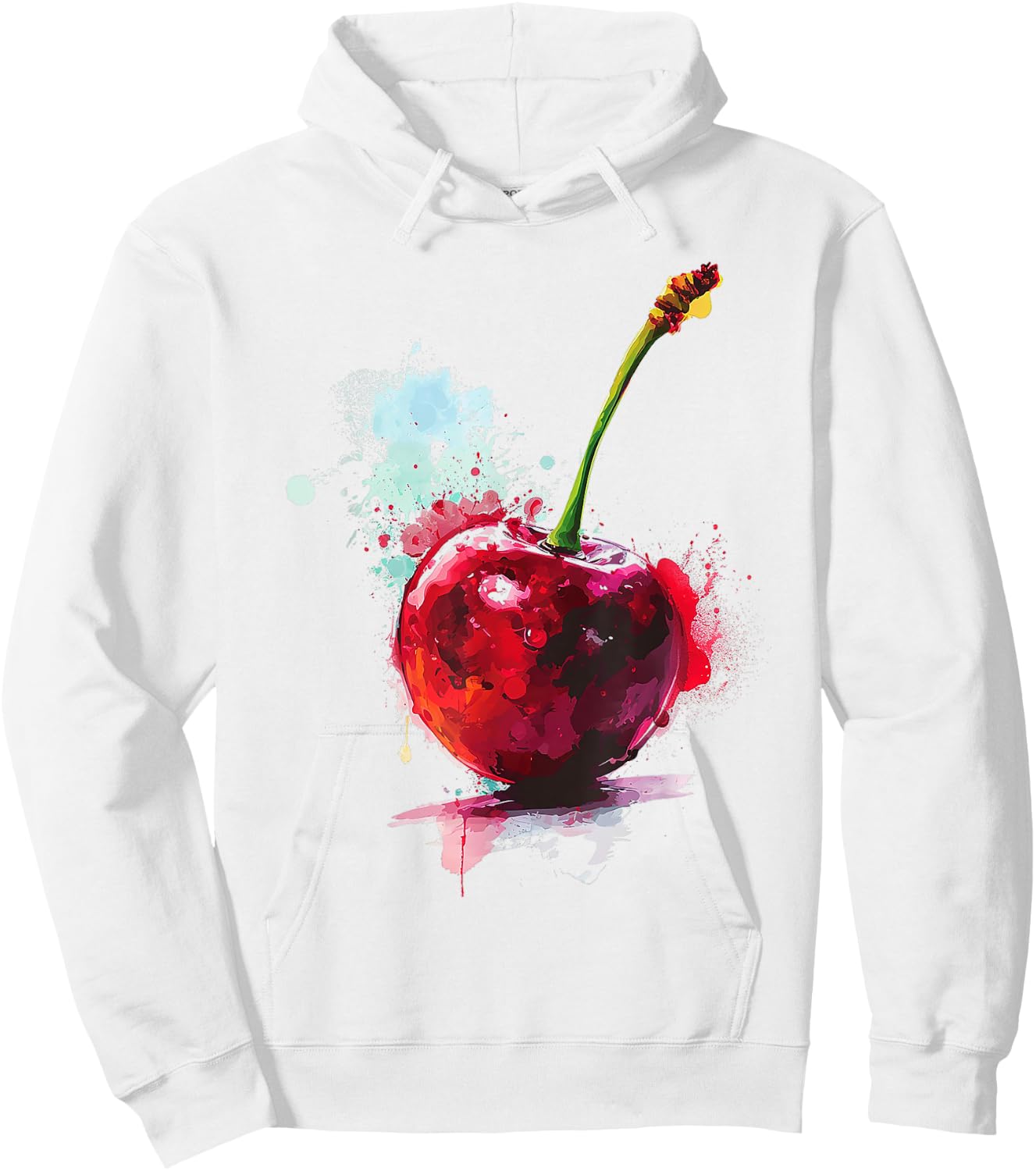 Cherry Pattern Painting , white, S Hoodie - Hoodie | White