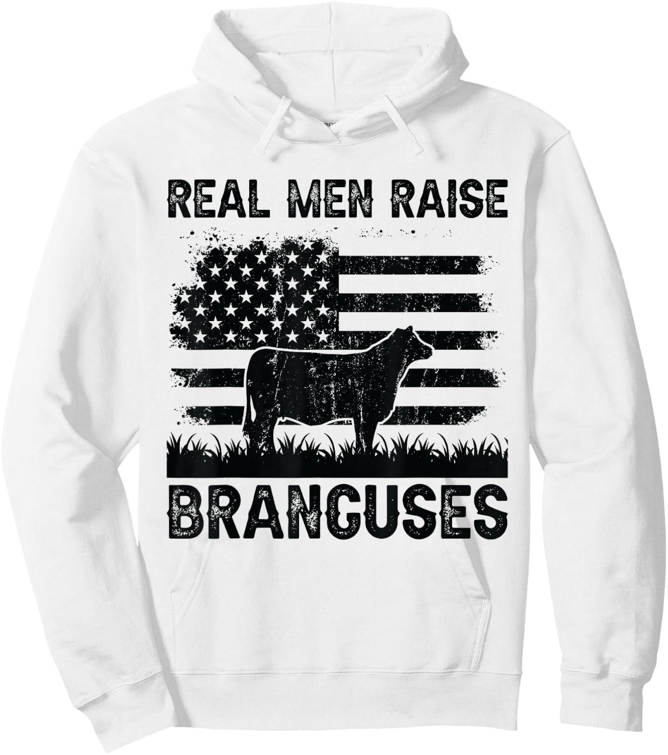 Real Men Raise Cow - Cattle Farmer Breeder Brangus Hoodie - Hoodie | White