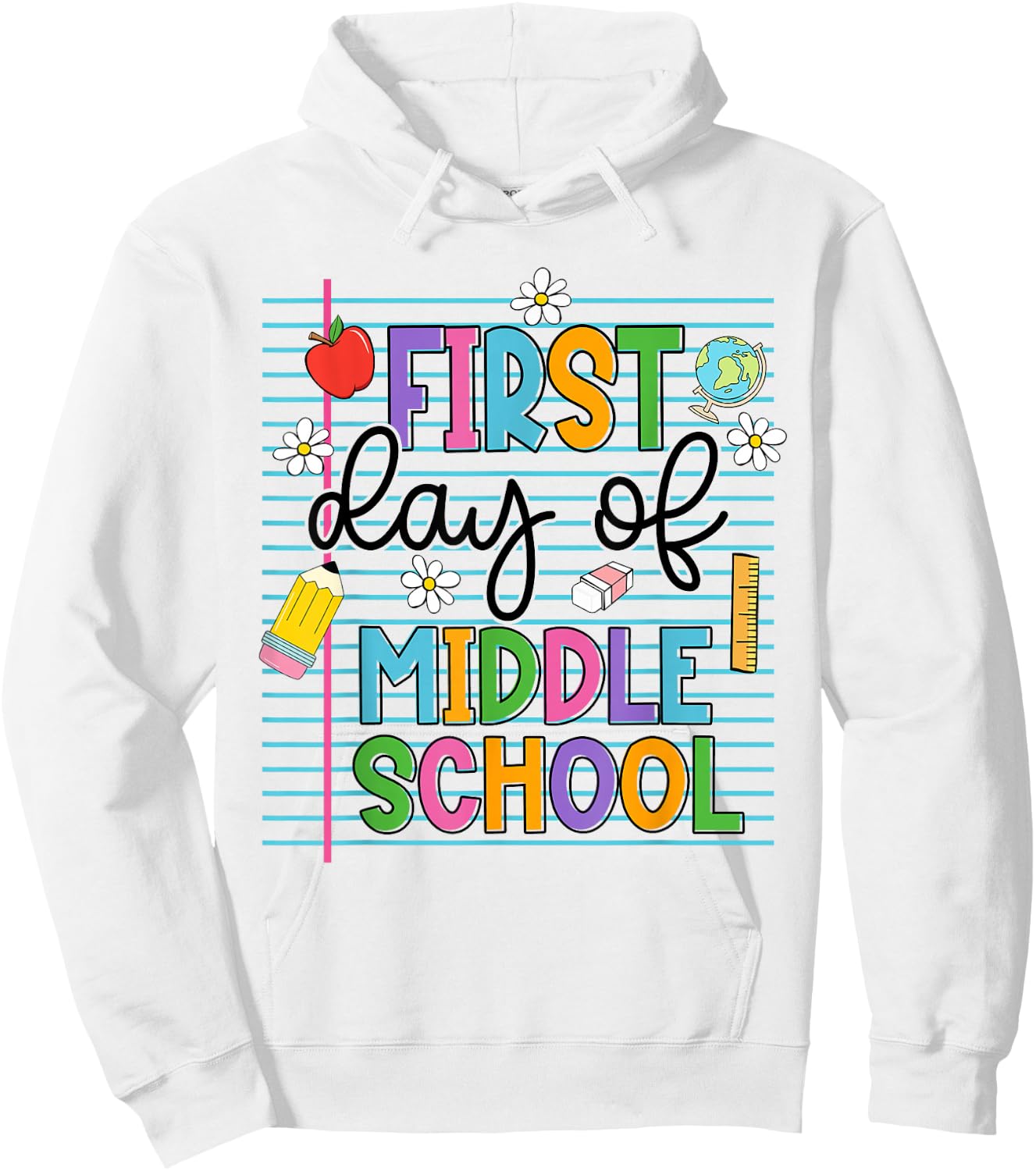 First Day of Middle School Flowers Funny Back to School Hoodie - Hoodie | White