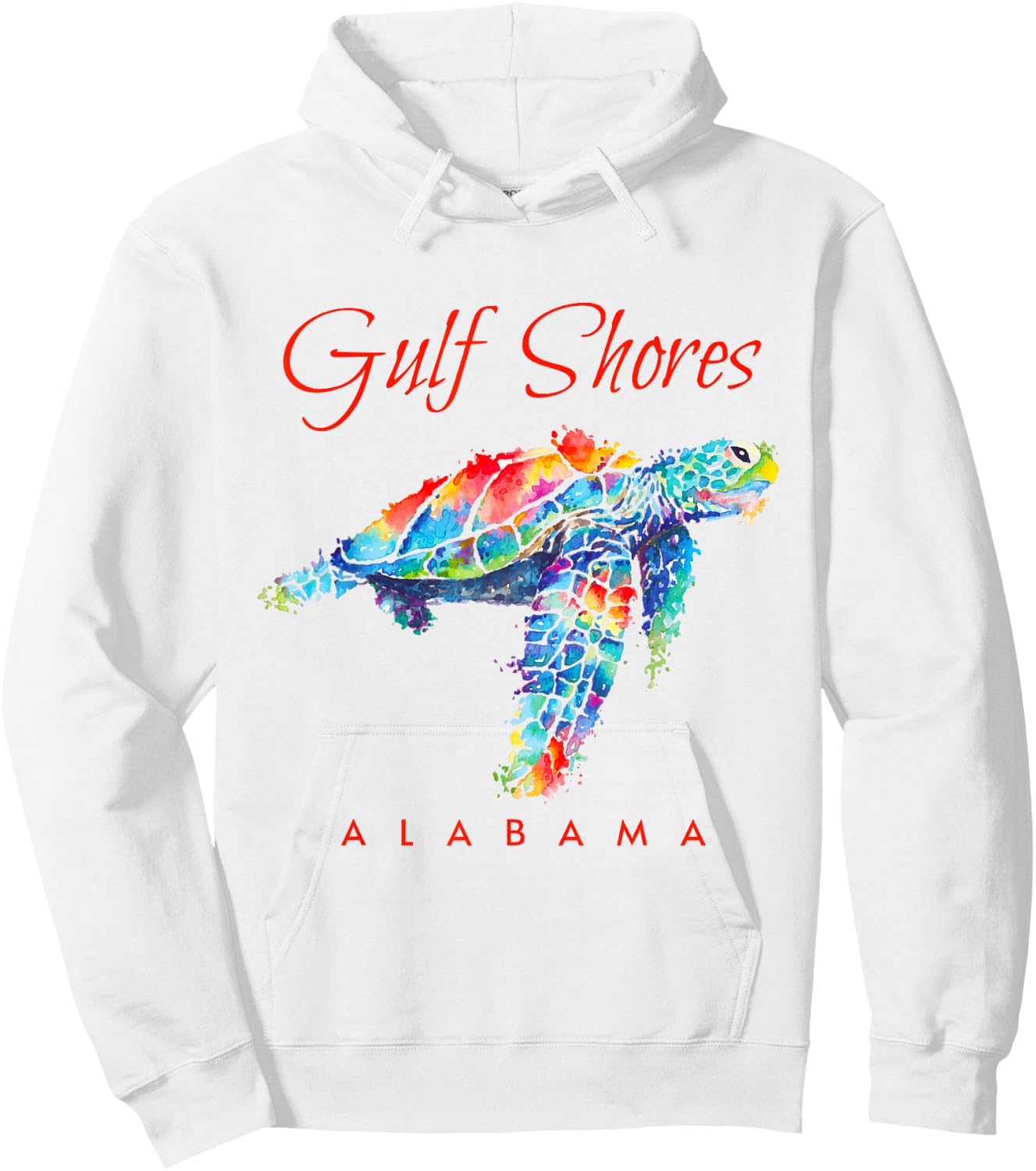 Gulf Shores Alabama Watercolor Sea Turtle Hoodie - Hoodie | White