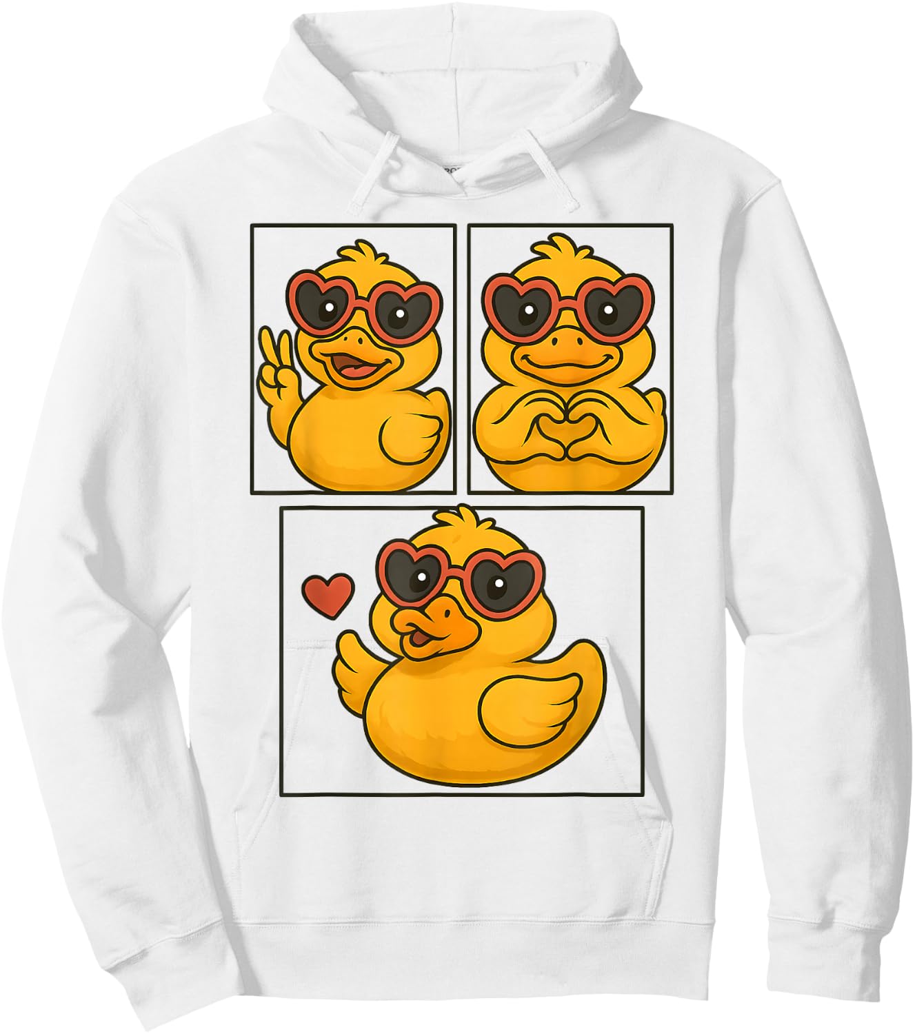 Rubber Duck Peace Heart Love Girl's Women's Rubber Duckie Hoodie - Hoodie | White