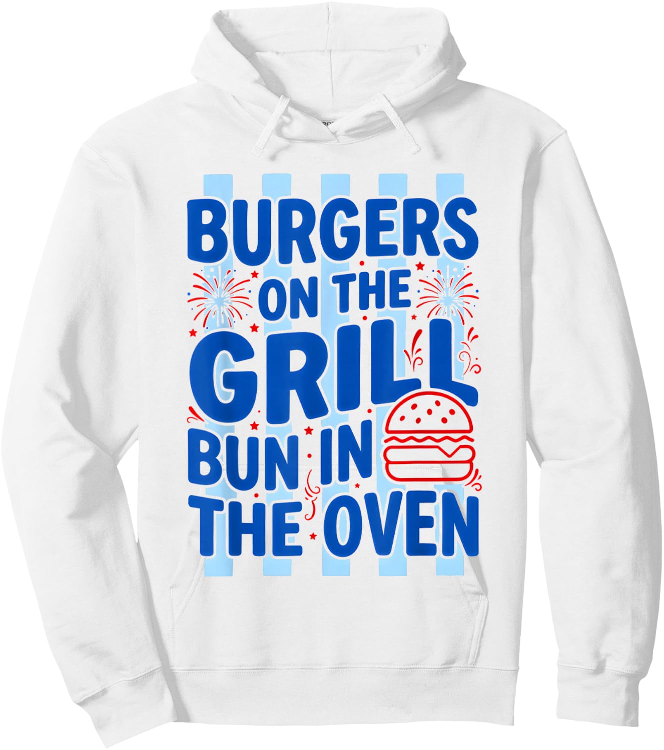 Daisy Striped Burgers On The Grill Bun in The Oven Pregnant Hoodie - Hoodie | White
