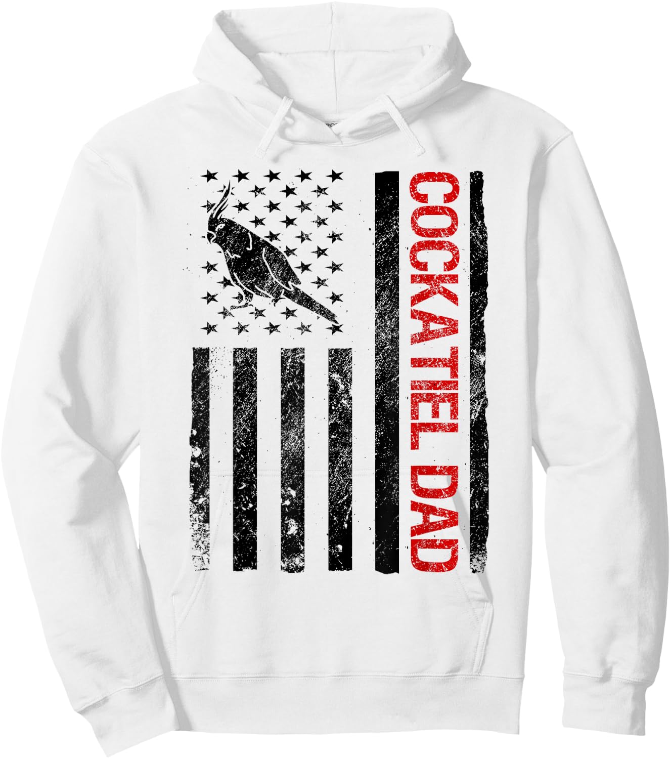 Cockatiel Dad American USA Flag Funny Bird Lover Women Kids Men Hoodie - Hoodie | White