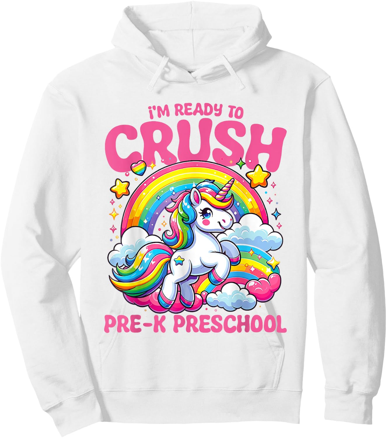 Crush Pre-k Preschool Unicorn Girls Teacher Back to School Hoodie - Hoodie | White