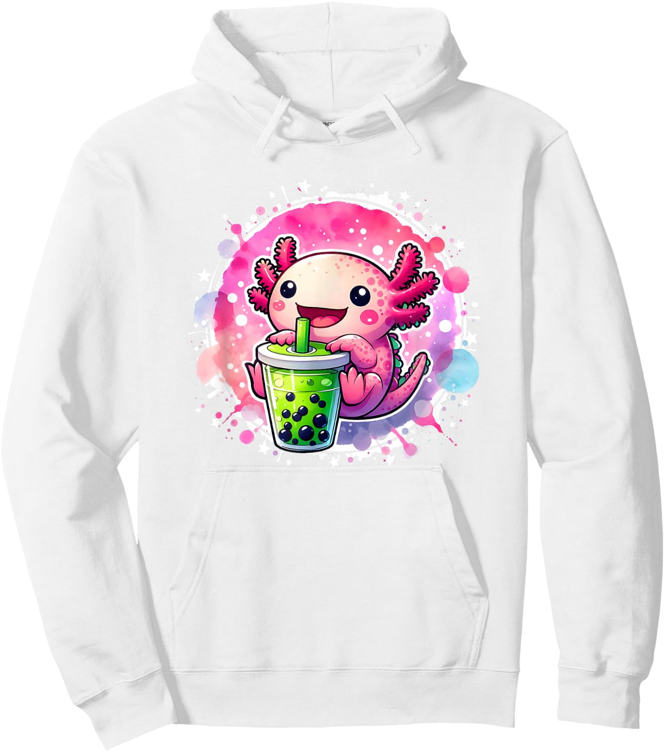 Kawaii Axolotl Drinks Boba Bubble Tea Kawaii Clothes Axolotl Hoodie - Hoodie | White