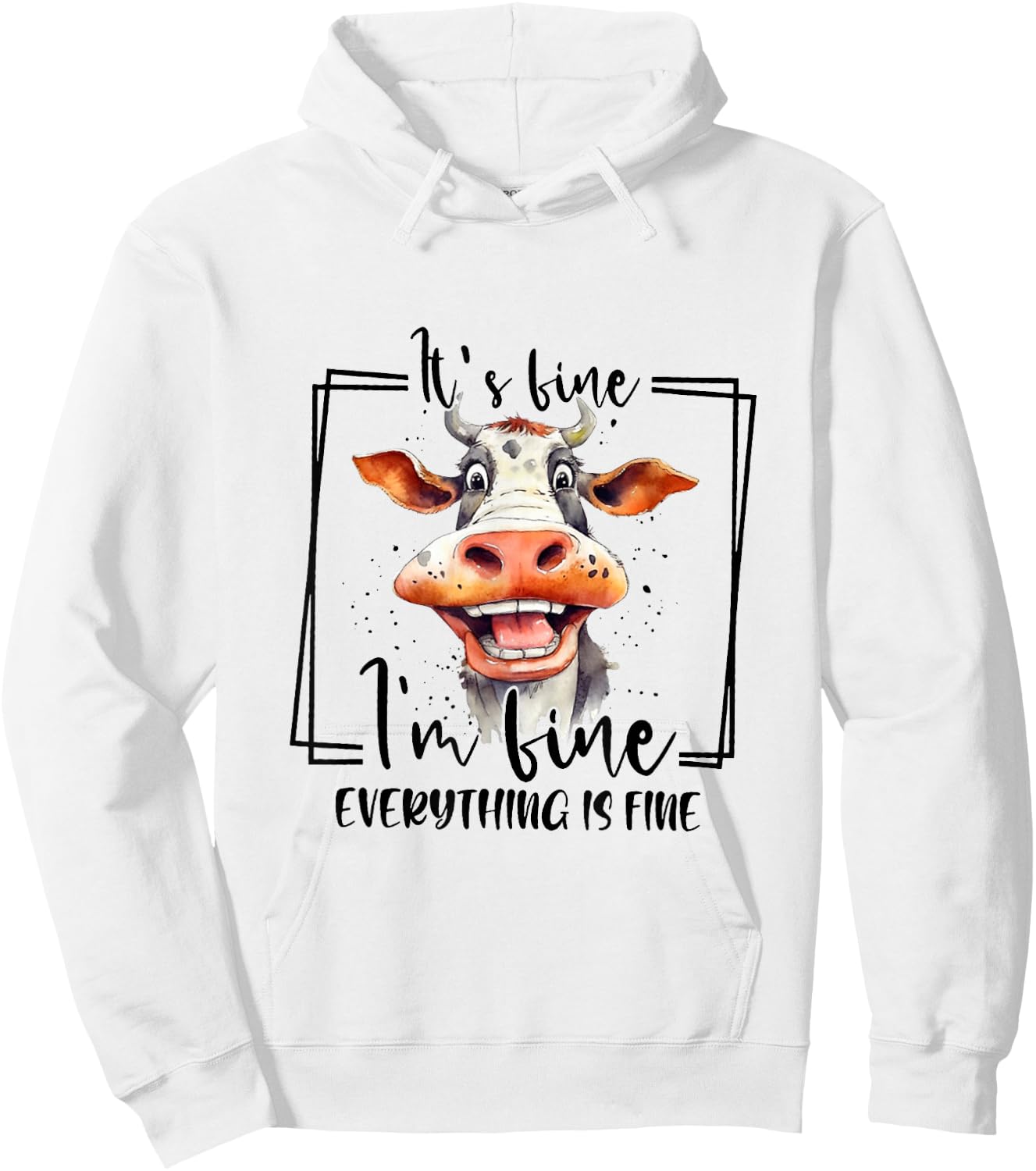 Cow It's Fine I'm Fine Everything Is Fine Teacher Xmas Women Kids Hoodie - Hoodie | White