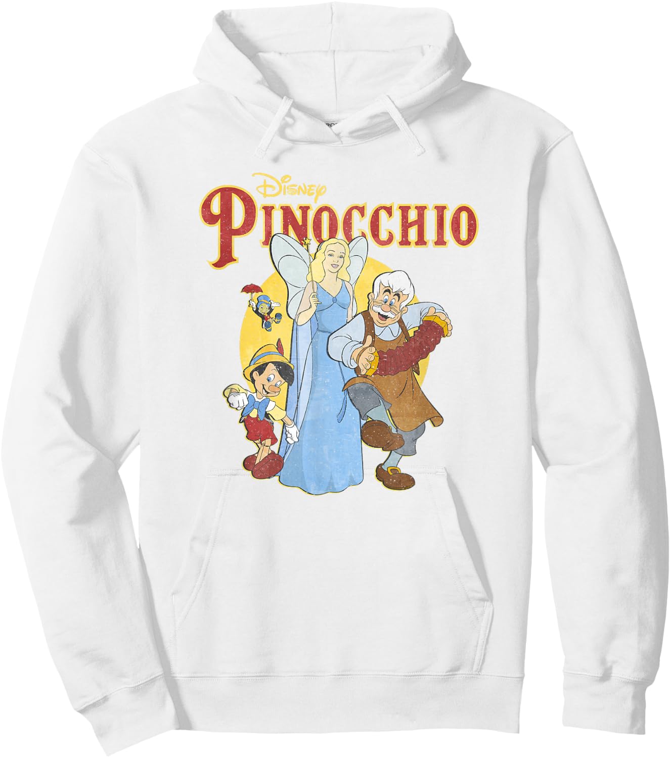 Disney Pinocchio Vintage Classic Group Movie Poster Hoodie - Hoodie | White