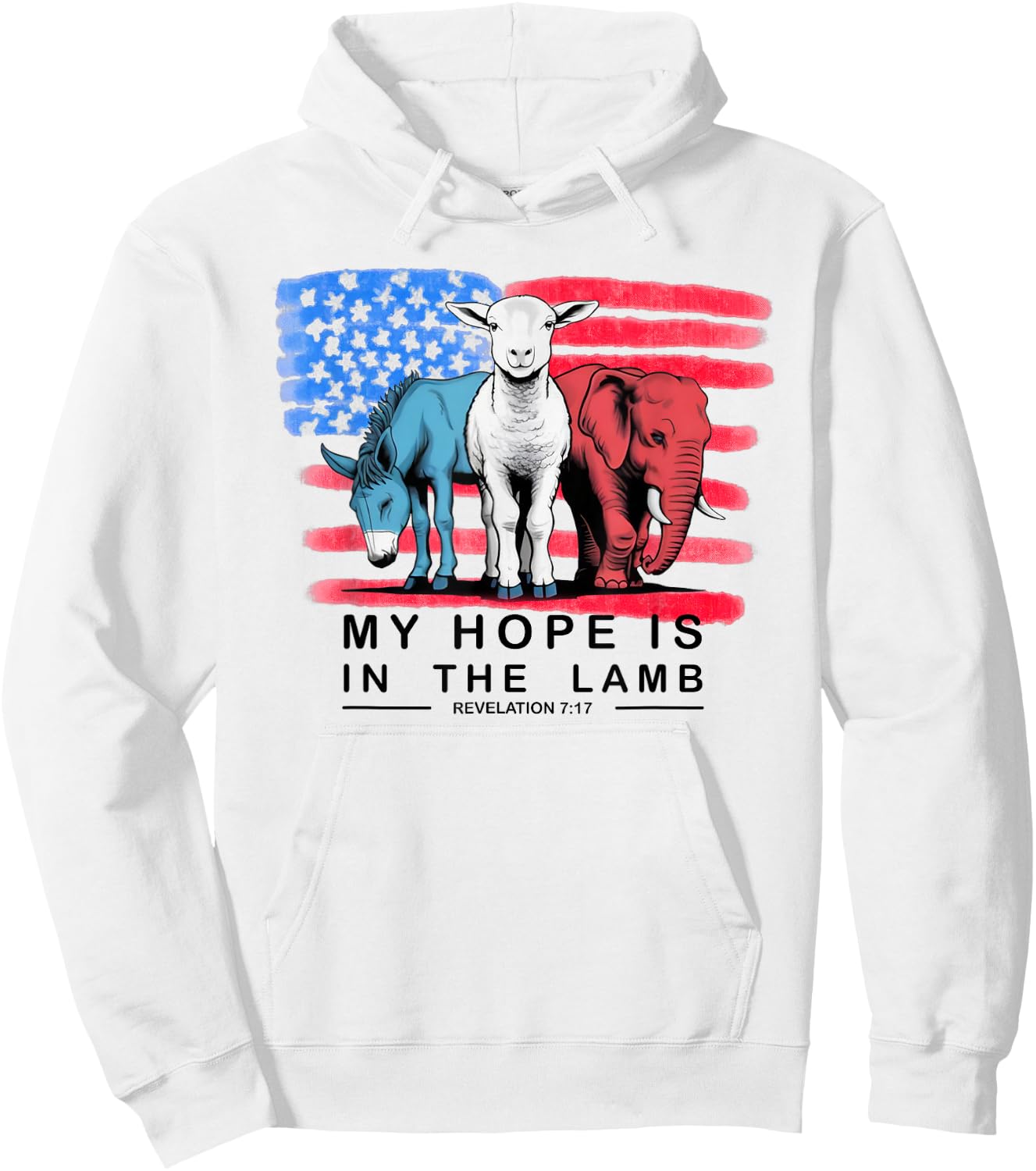Vintage My Hope Is In The Lamb Christian God Jesus USA Flag Hoodie - Hoodie | White