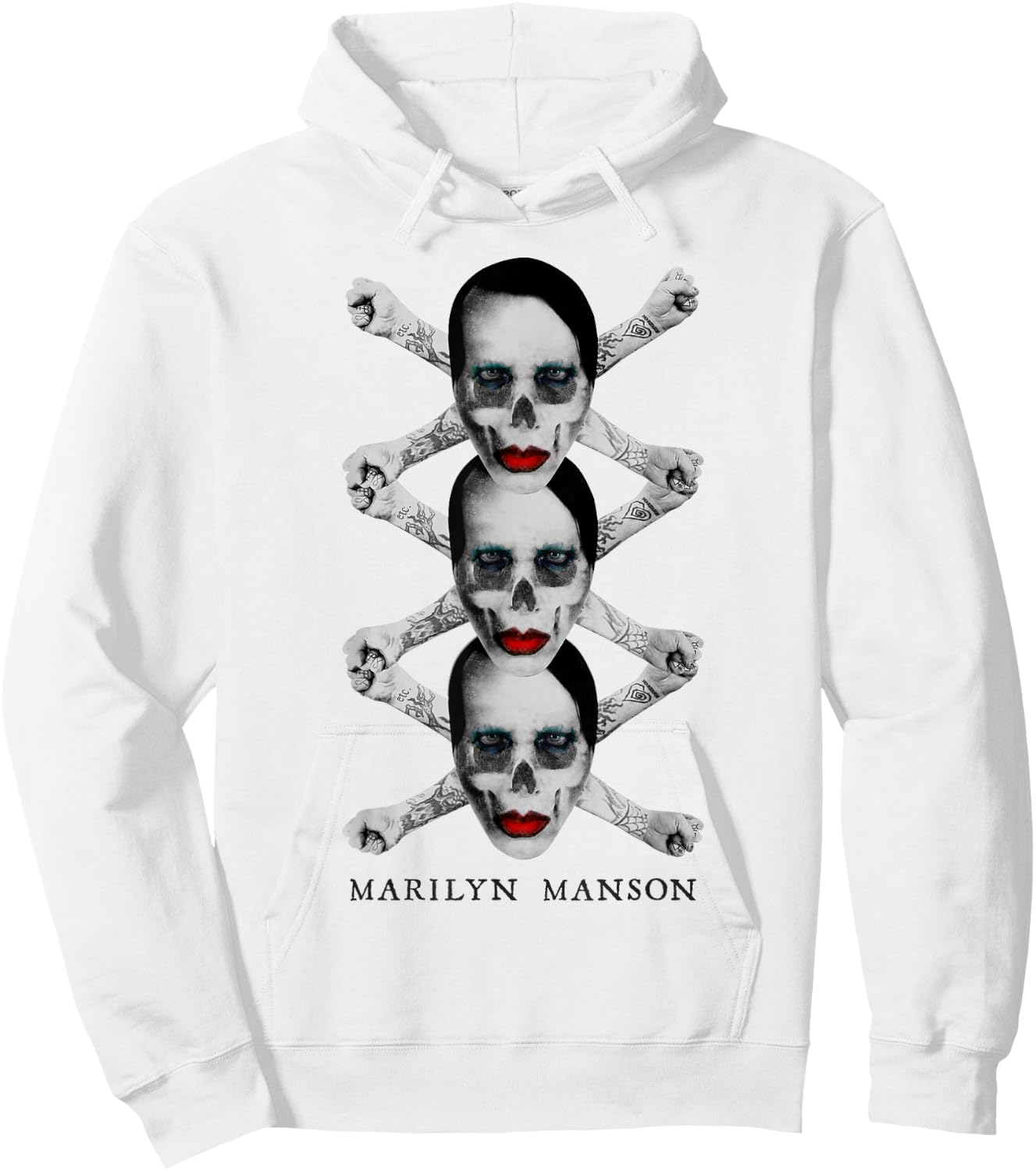 Marilyn Manson Crossbones X3 , white, S Hoodie - Hoodie | White