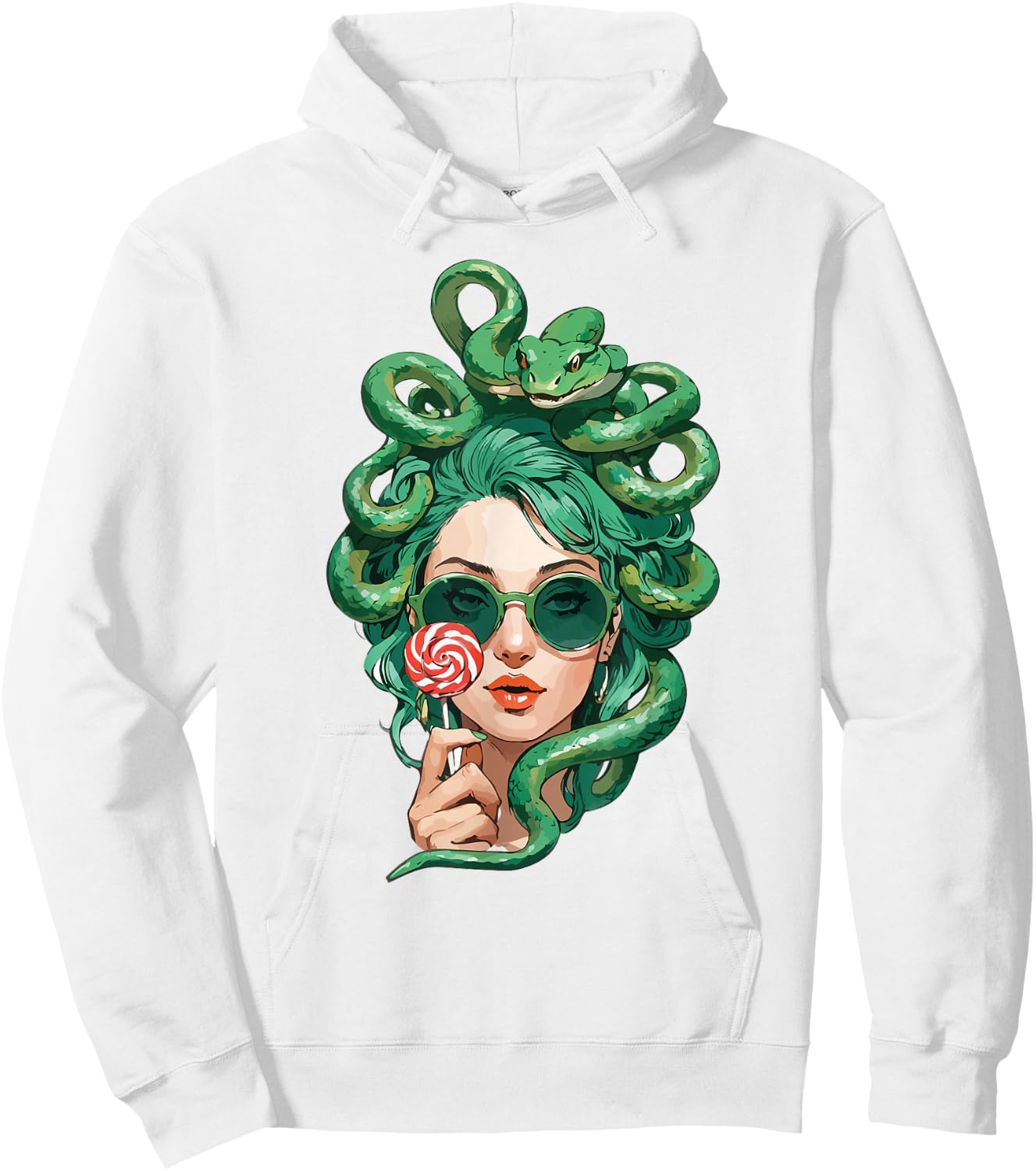 Medusa Lollipop - Modern Greek Mythology Fun Hoodie - Hoodie | White
