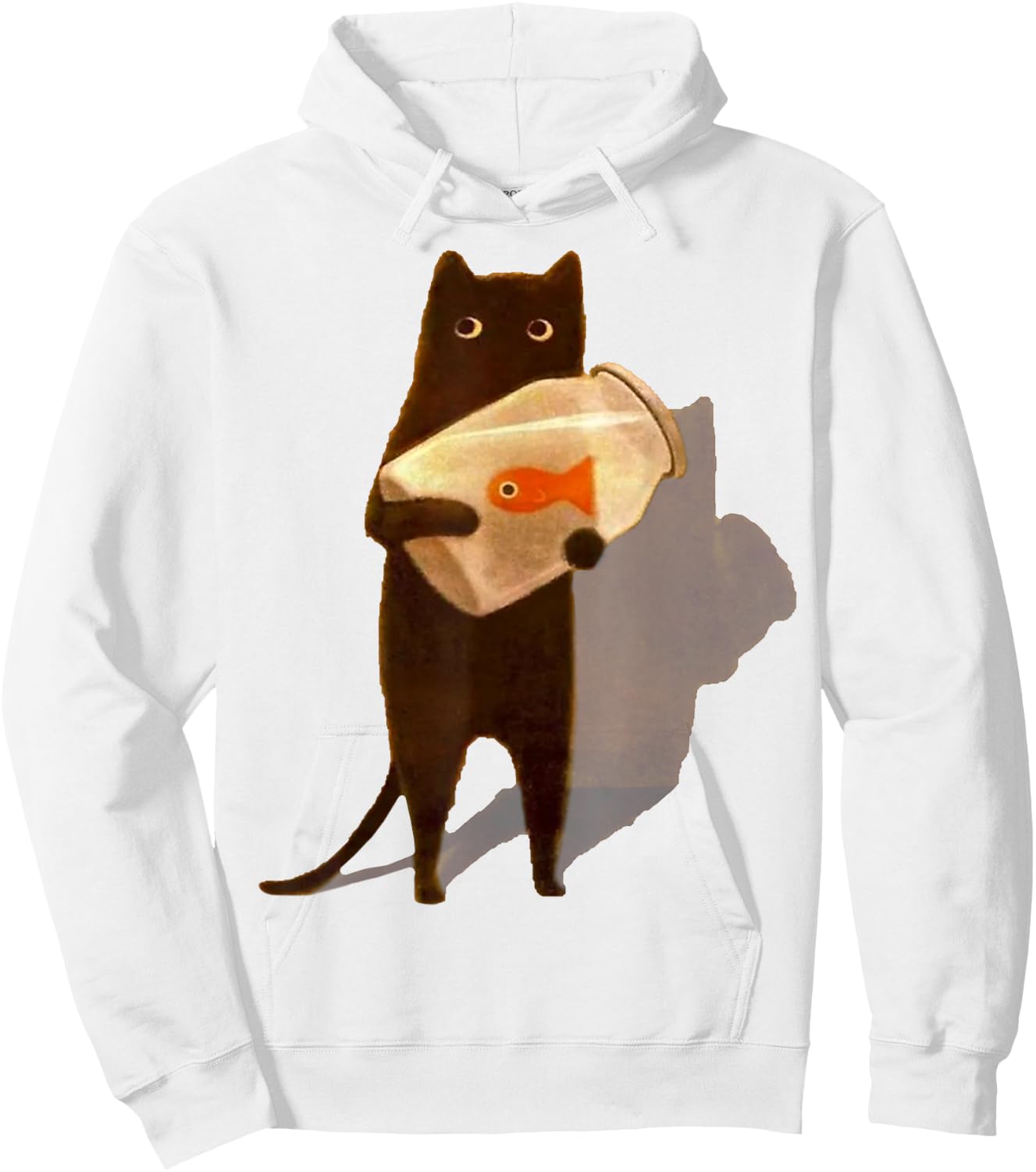 Eagerlys Cat Holding Goldfish Bowl Art Vintage Hoodie - Hoodie | White