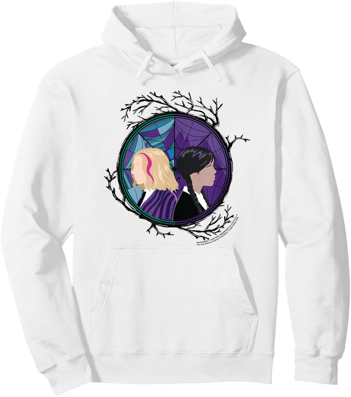 Wednesday Enid Stained Glass Spider Web Silhouettes Box Up Hoodie - Hoodie | White